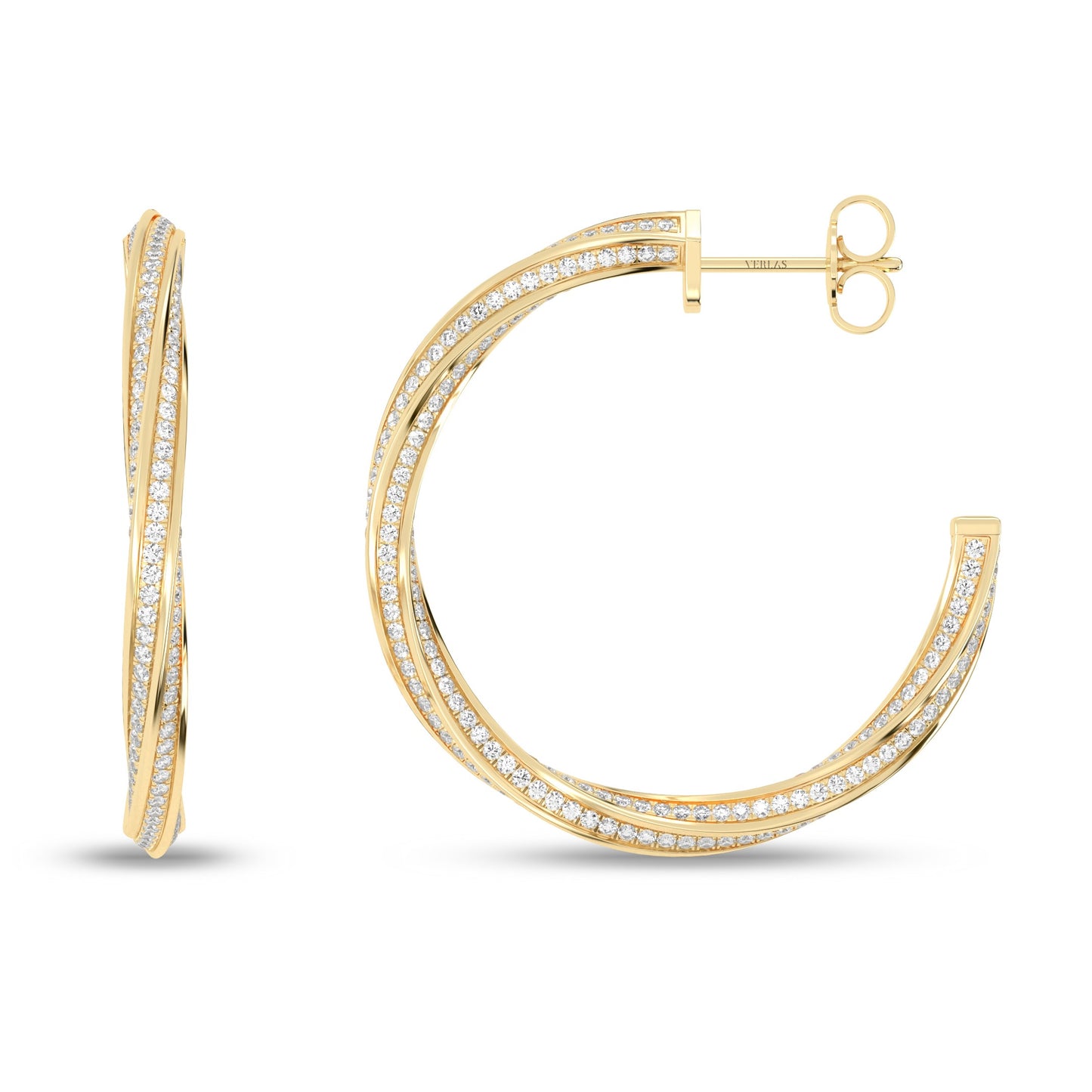 Swirl Diamond Hoops