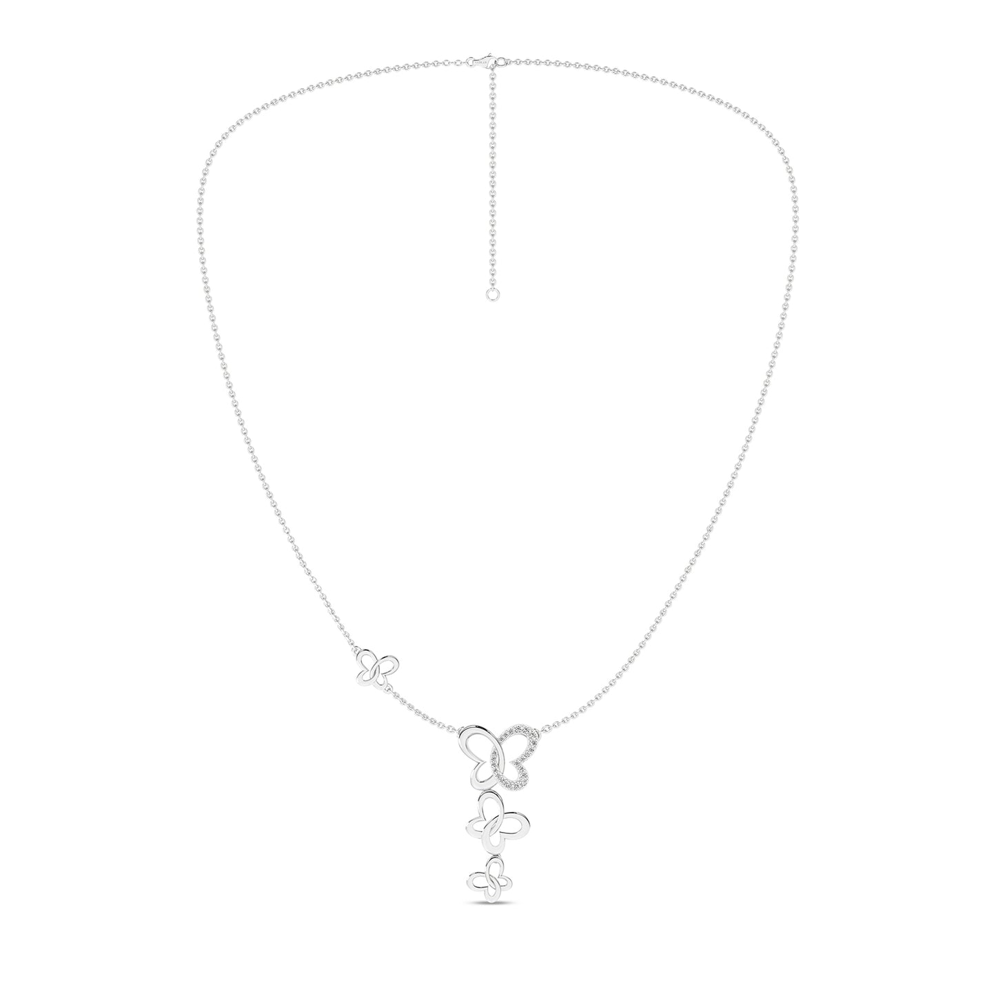 Triple Butterfly Drop Necklace