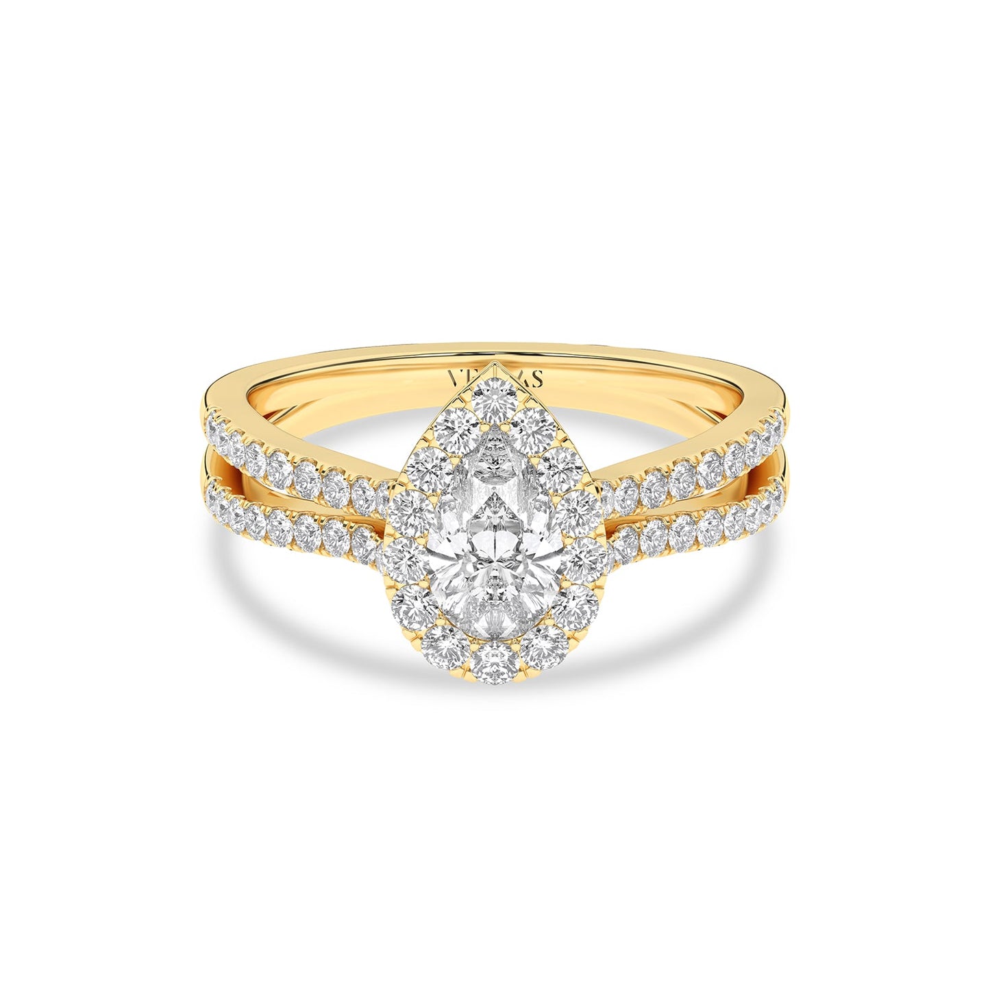 Unified Iconic Dewdrop Halo Ring