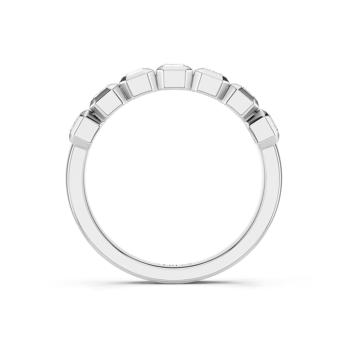 Emerald Bezel-Set Half-Eternity Diamond Band