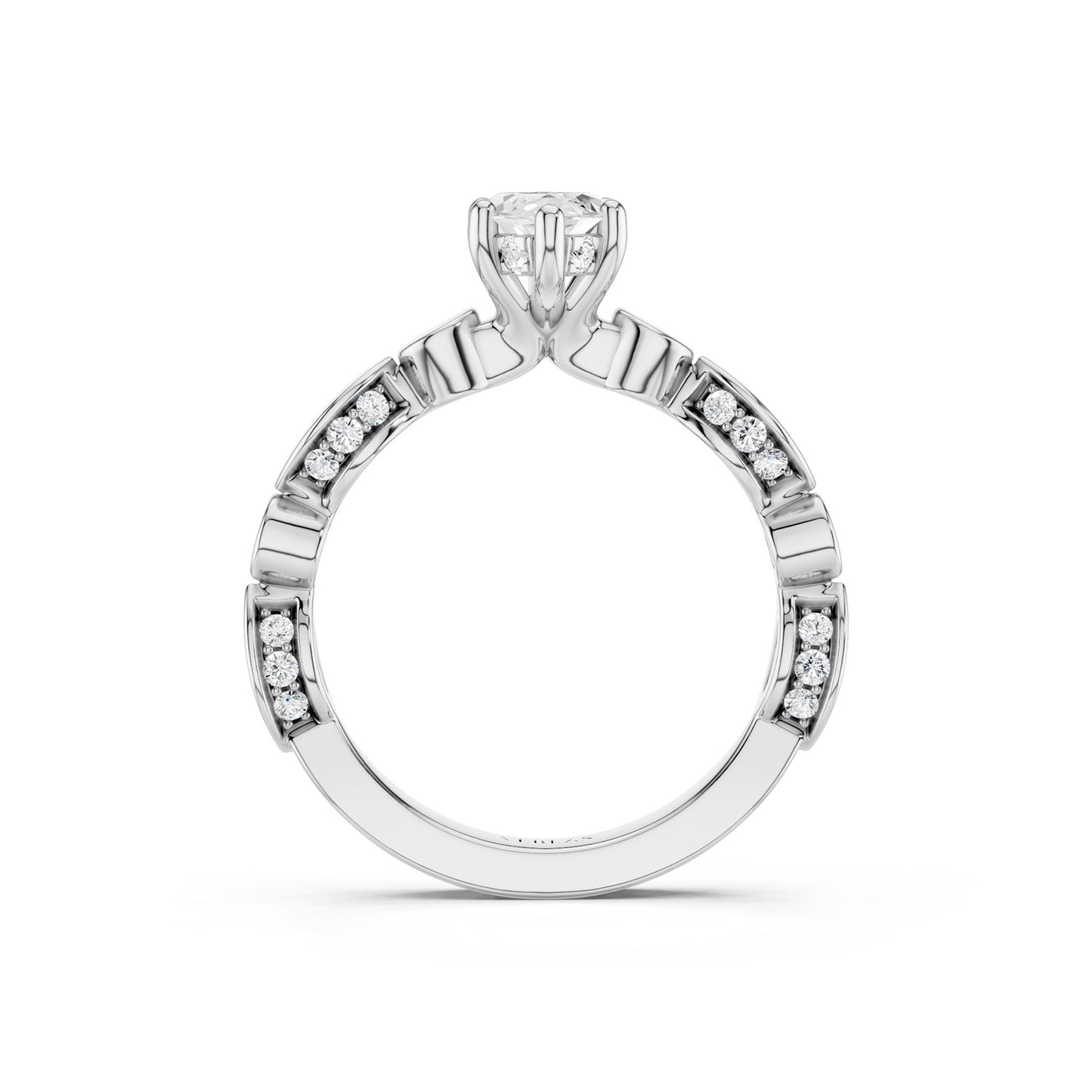 Marquise Hidden Halo Accent Diamond Ring