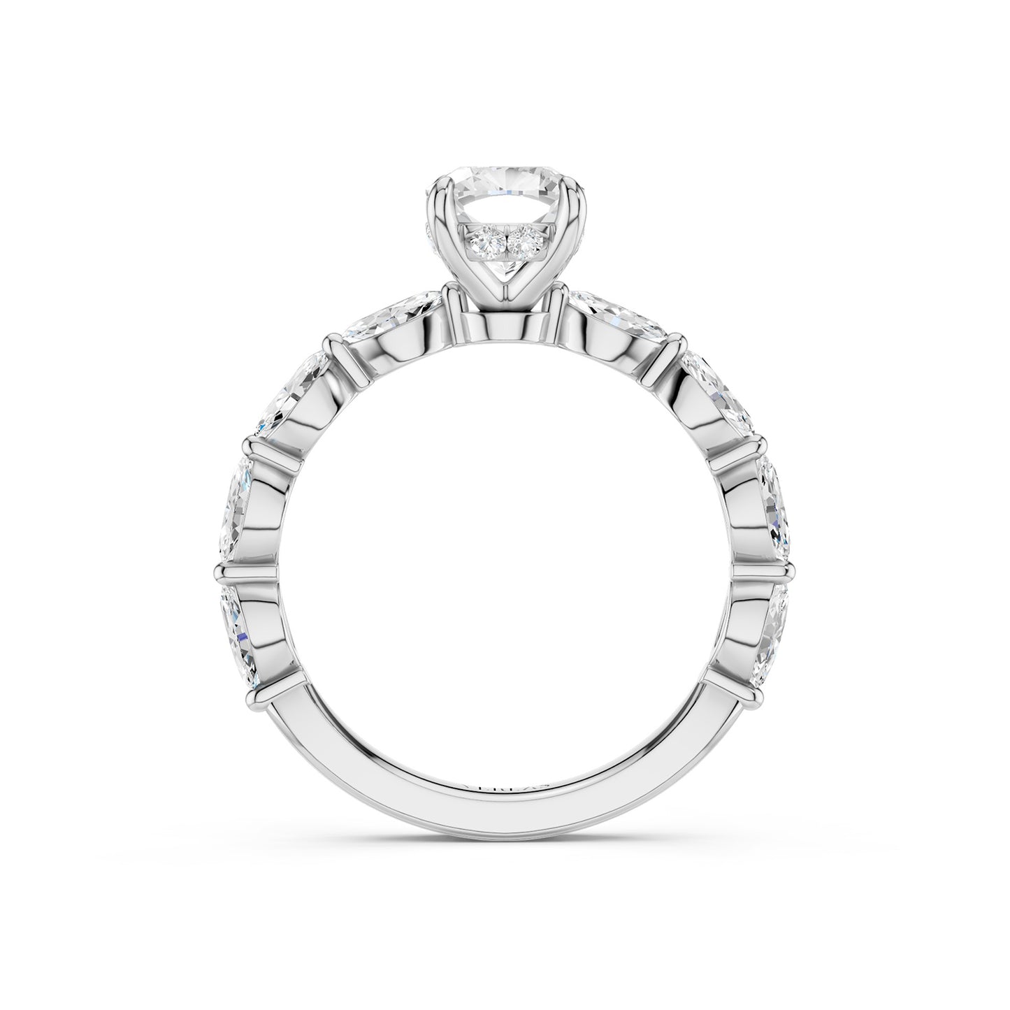 Cushion-Marquise Hidden Halo Diamond Ring