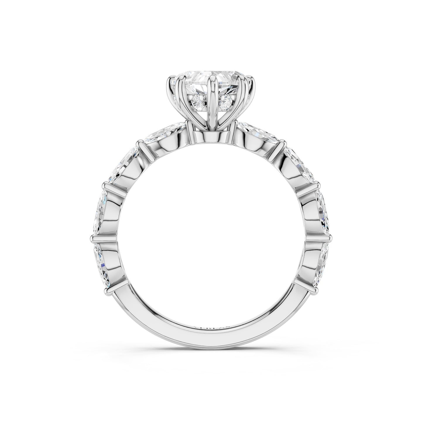 Heart-Marquise Hidden Halo Diamond Ring