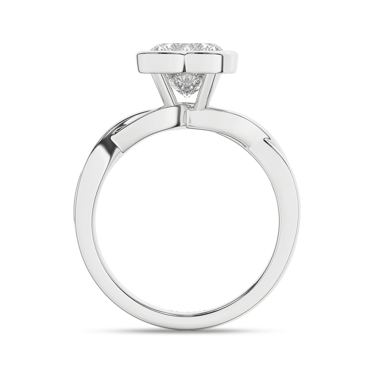 Twisted Bezel Heart Diamond Ring