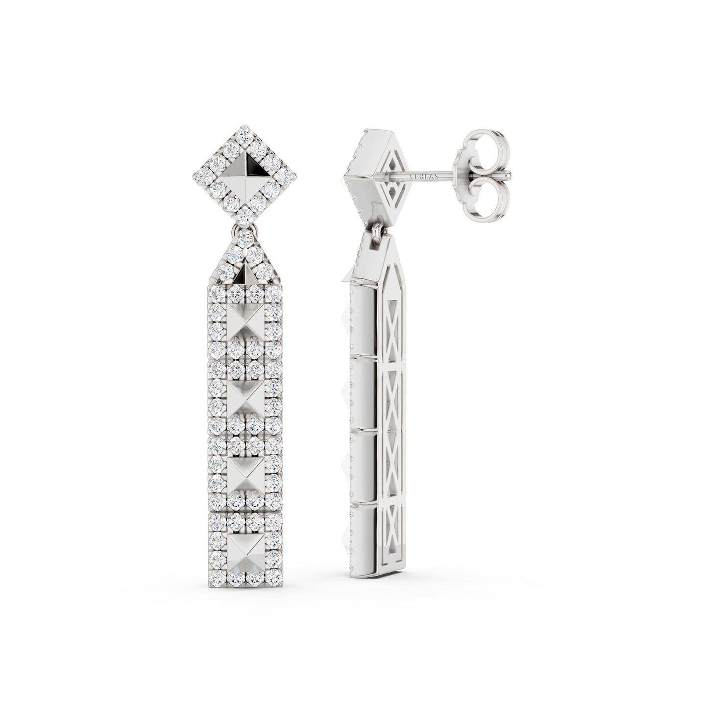 Cascading Pyramid Geometric Drop Earrings