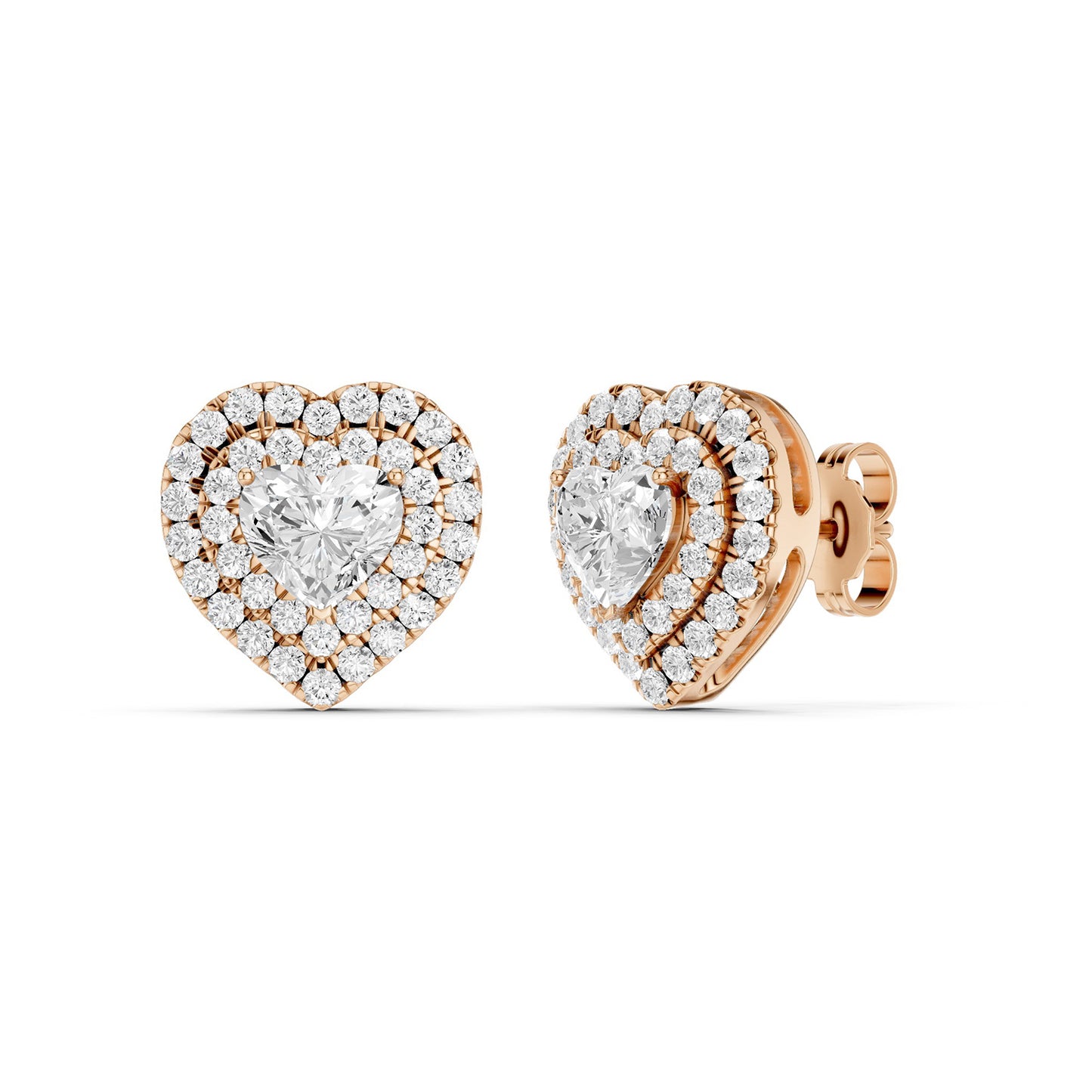 Quaint Double Halo Heart Studs