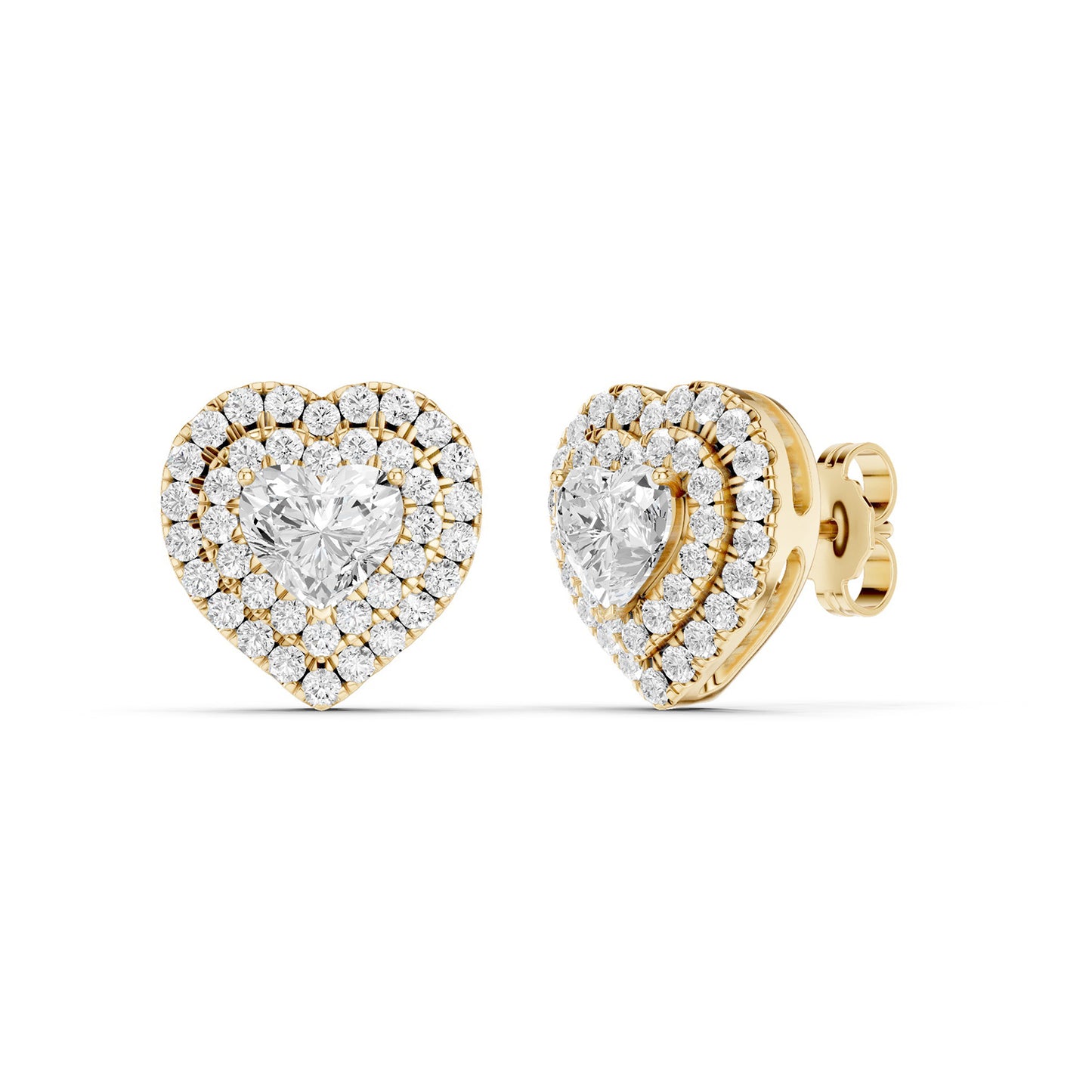 Quaint Double Halo Heart Studs