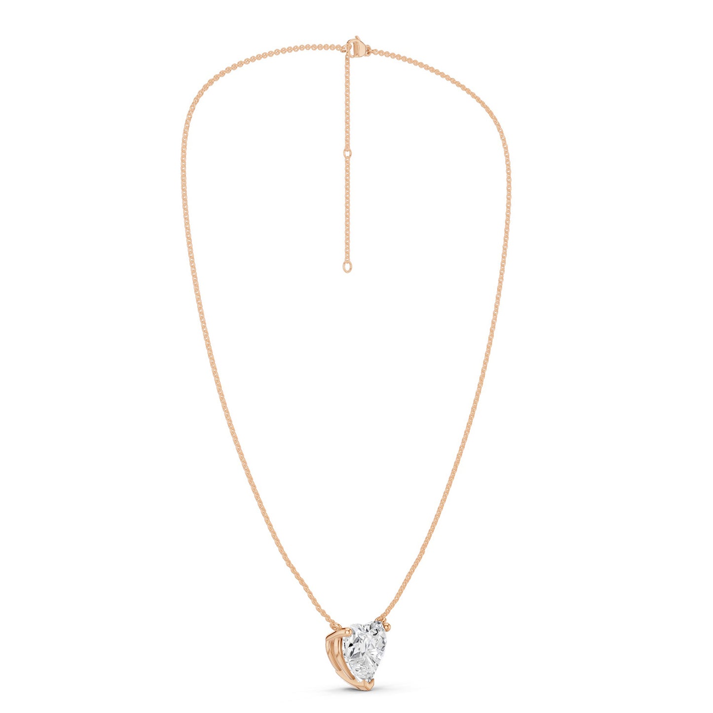 Heart Solitaire Pendant Necklace Large