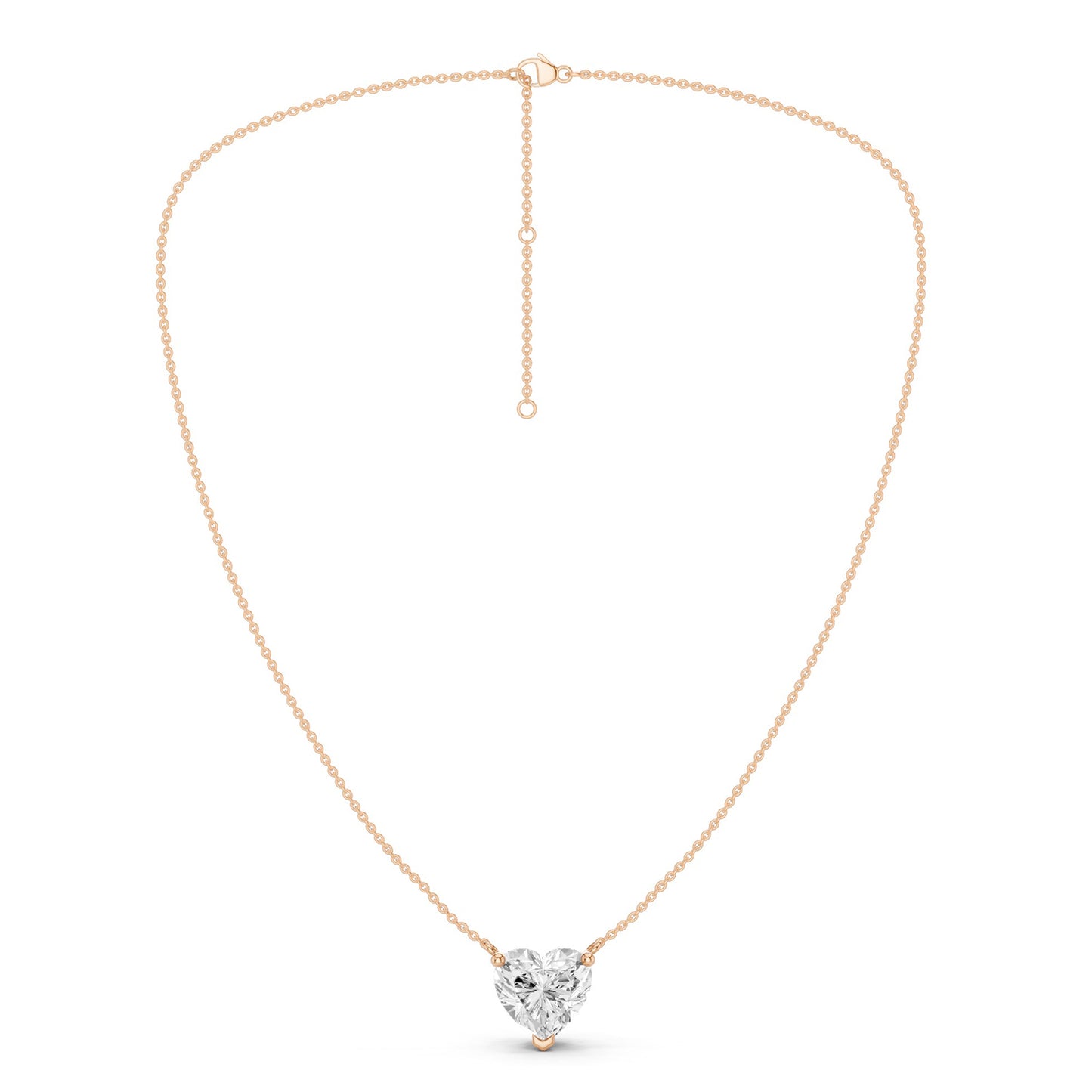 Heart Solitaire Pendant Necklace Large