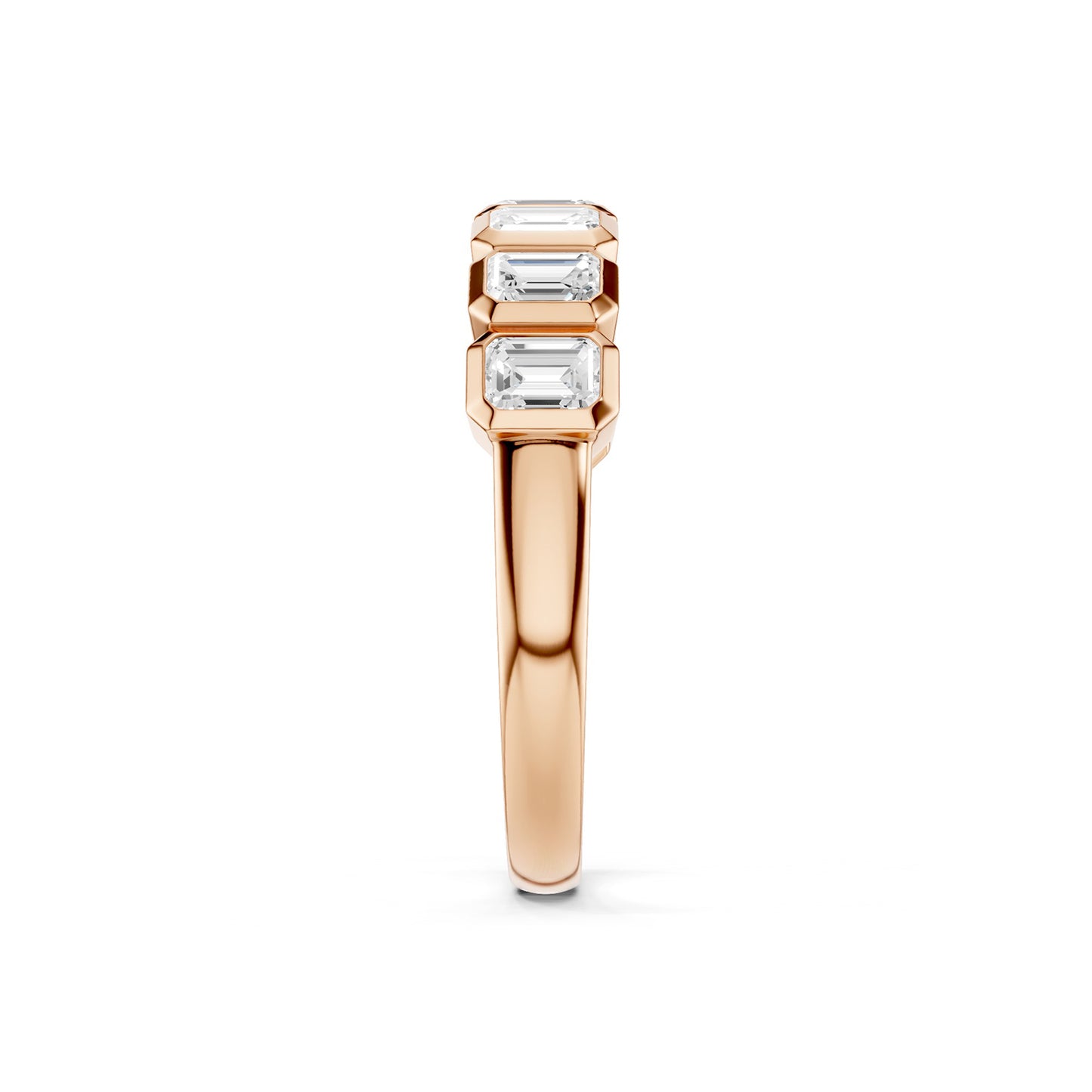 Emerald Bezel-Set Half-Eternity Diamond Band