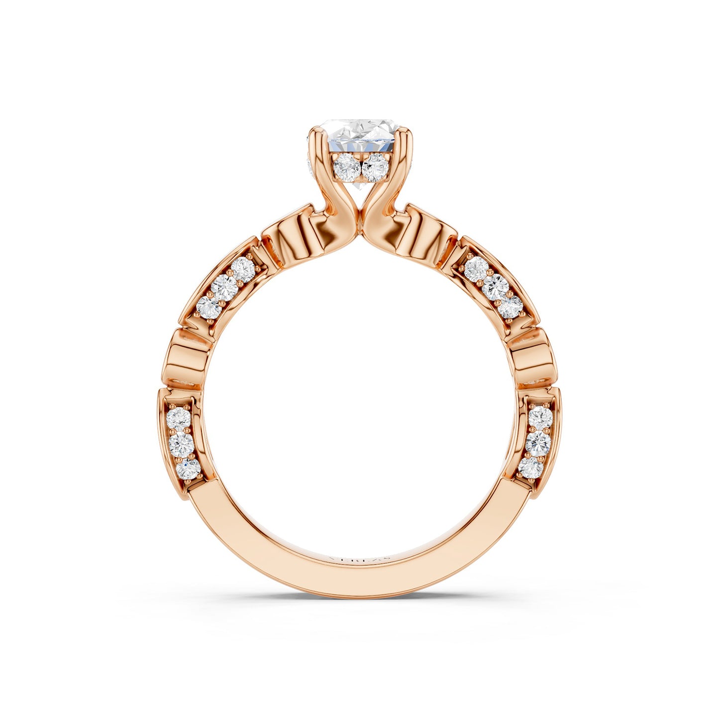 Oval Hidden Halo Accent Diamond Ring