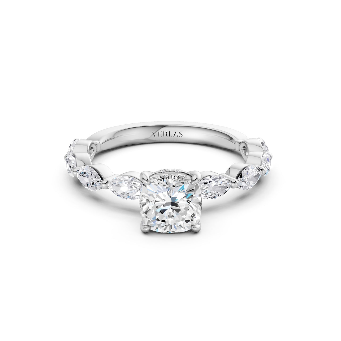 Cushion-Marquise Hidden Halo Diamond Ring