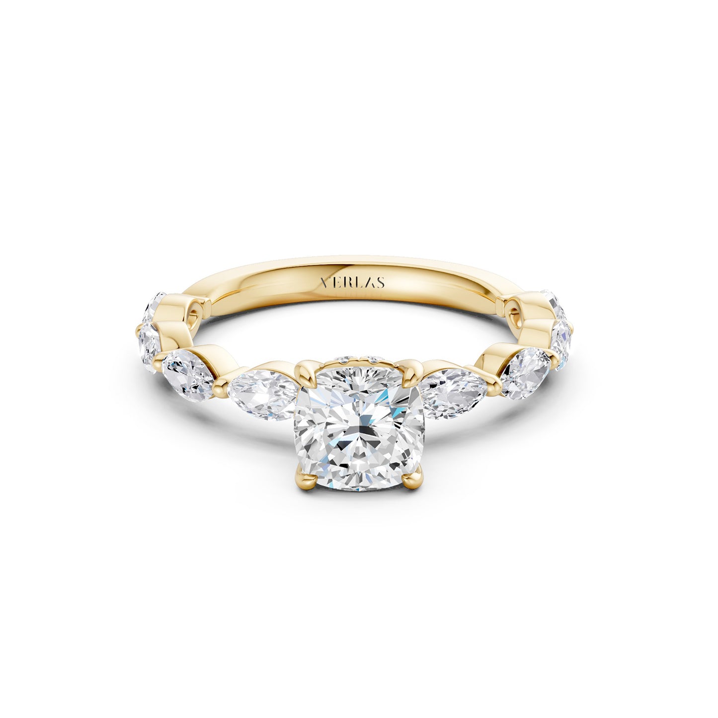 Cushion-Marquise Hidden Halo Diamond Ring