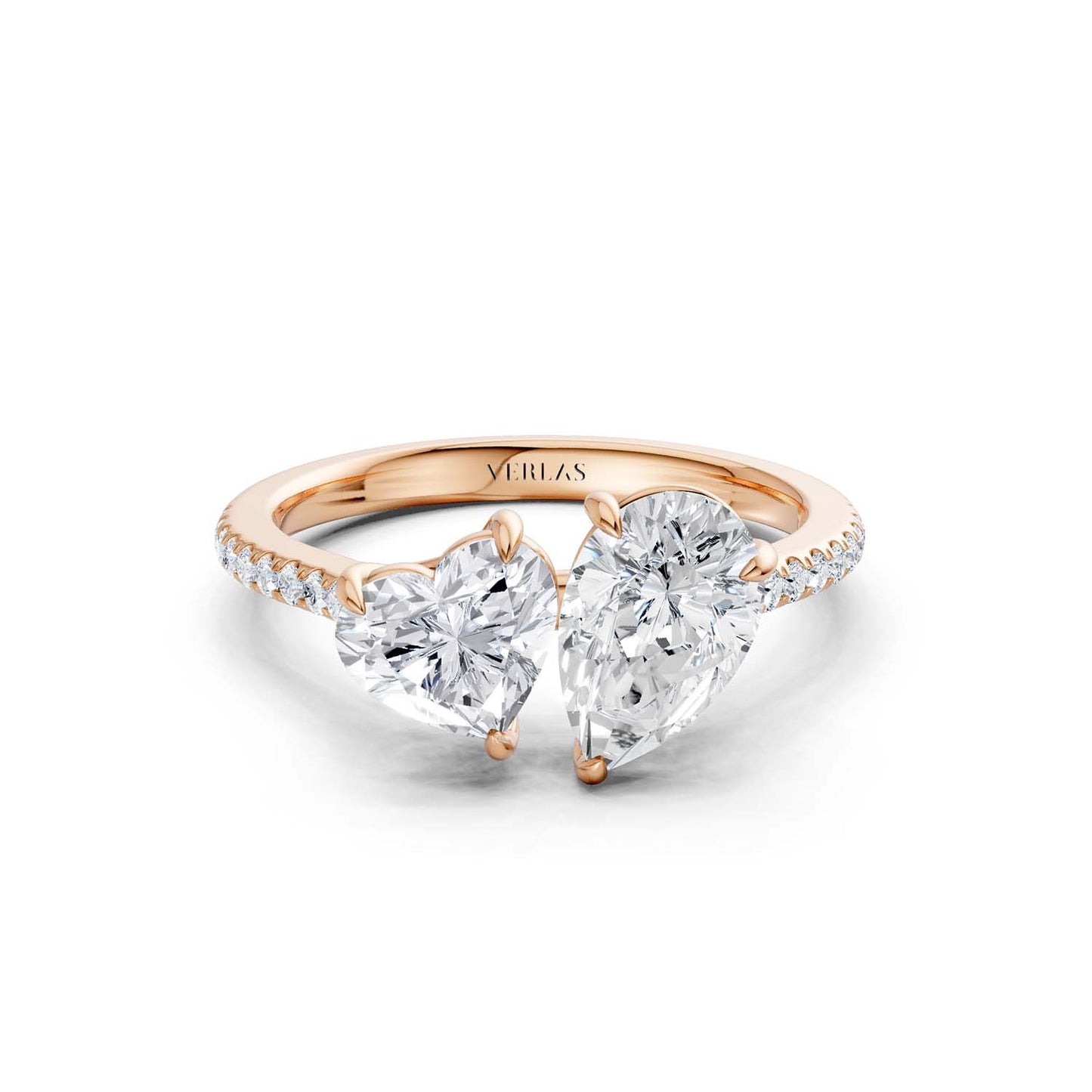Heart Pear Two Stone Diamond Ring