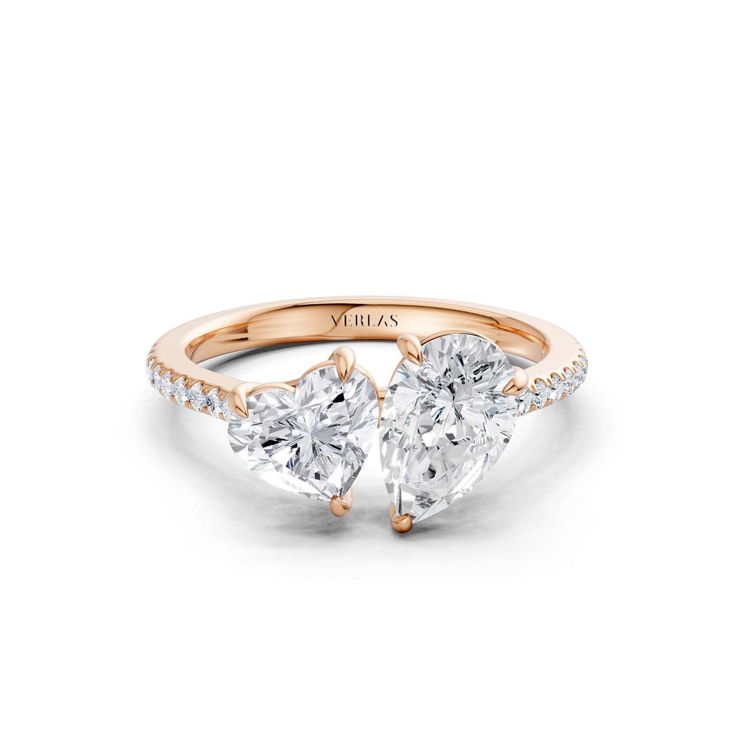 Heart Pear Two Stone Diamond Ring