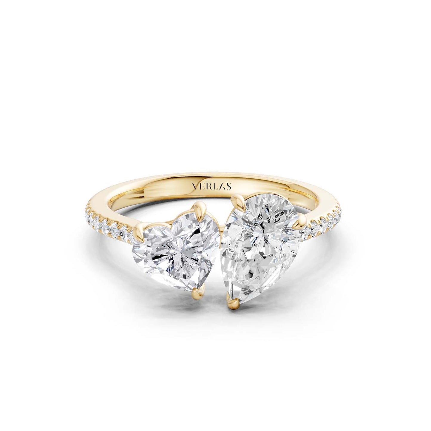 Heart Pear Two Stone Diamond Ring