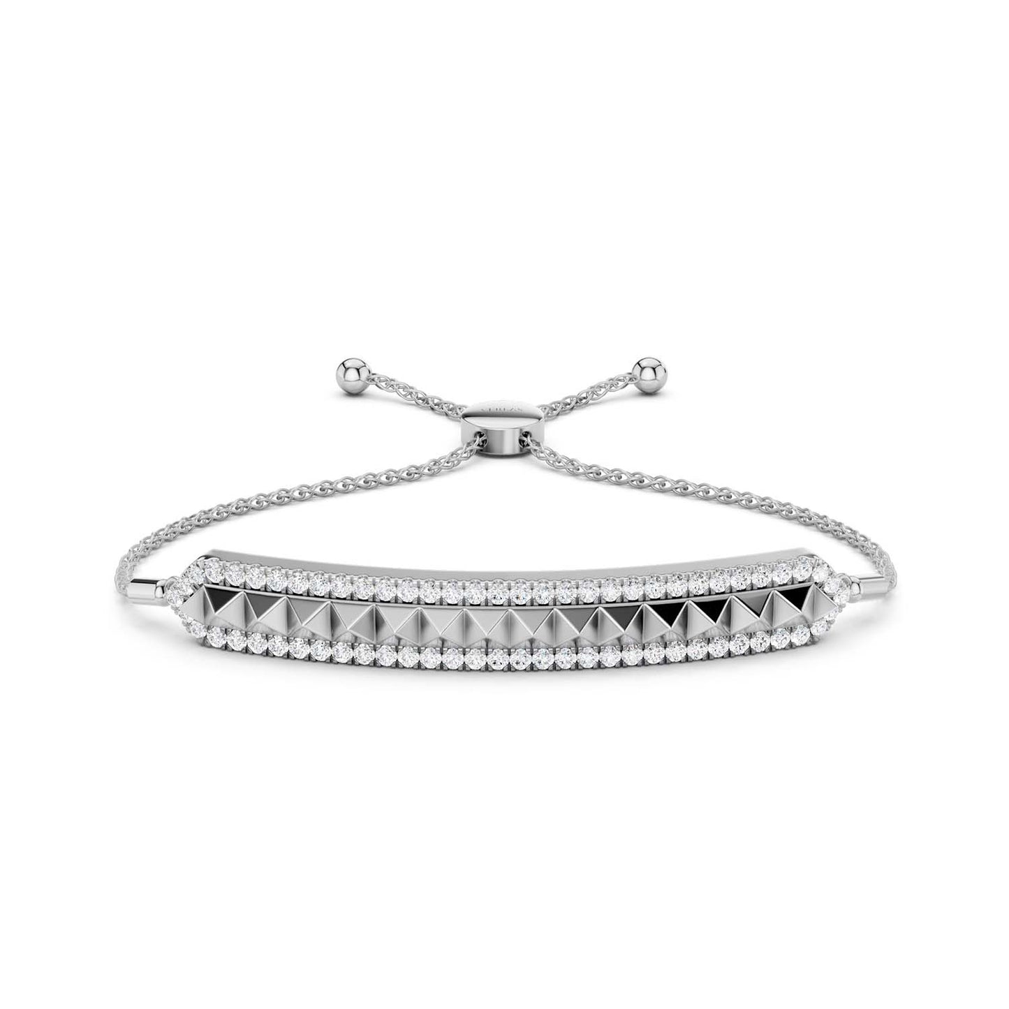 Pyramid Spiked Diamond Bolo Bracelet
