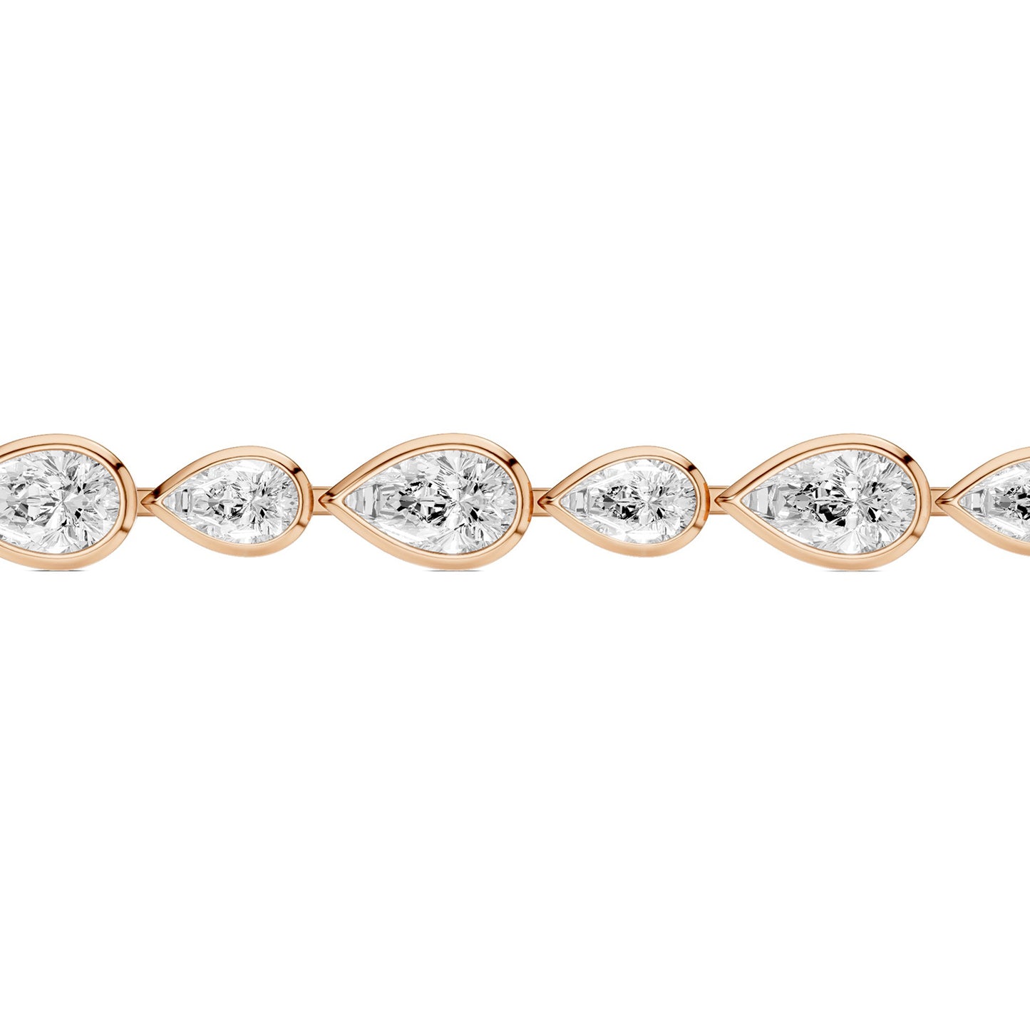 Asymmetrical Bezel-set Pear Tennis Bracelet