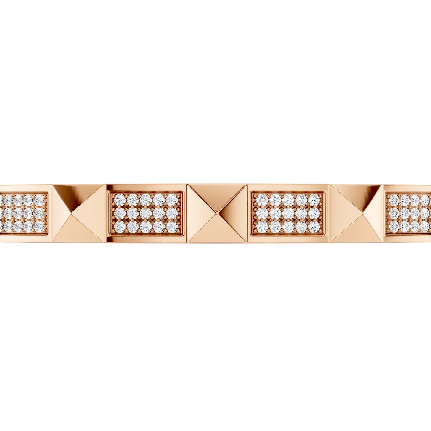 Pyramid 3-Diamond Rows Cuff Bracelet