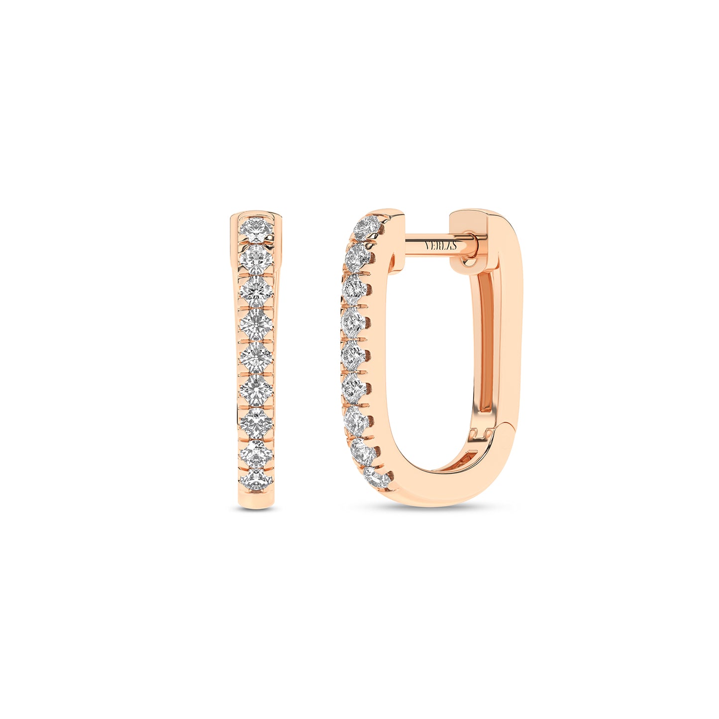 U Shape Diamond Huggie Hoops
