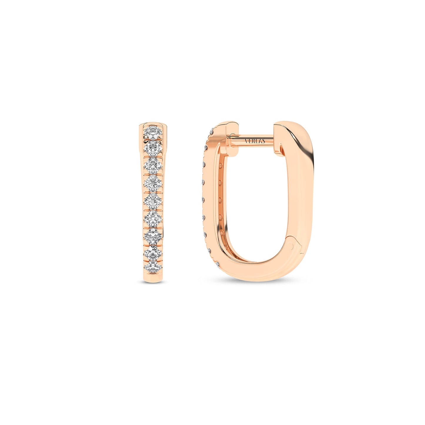 U Shape Diamond Huggie Hoops
