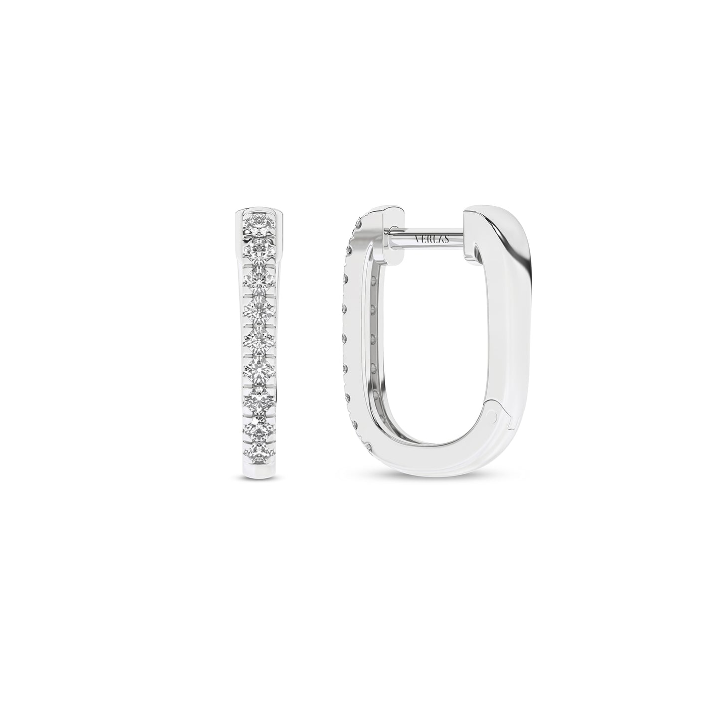 U Shape Diamond Huggie Hoops