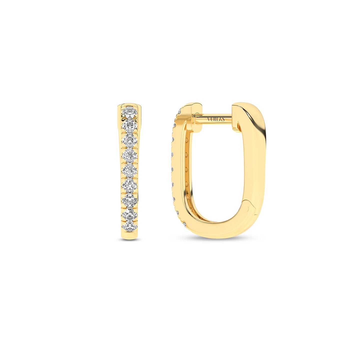 U Shape Diamond Huggie Hoops