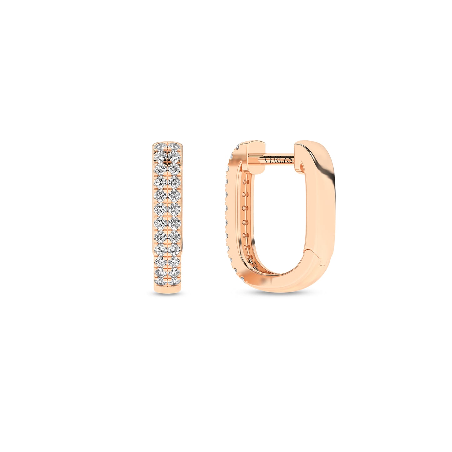 U Shape 2-Row Diamond Huggie Hoops
