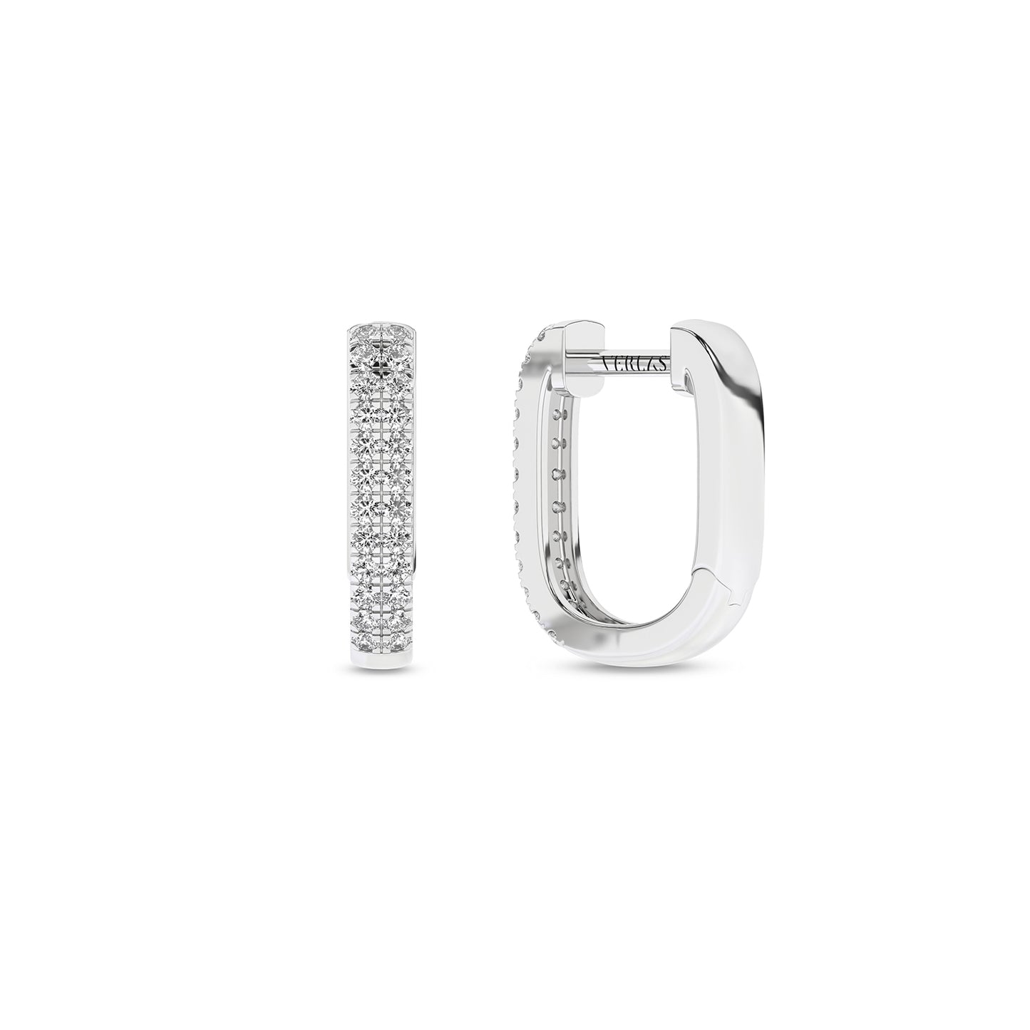 U Shape 2-Row Diamond Huggie Hoops