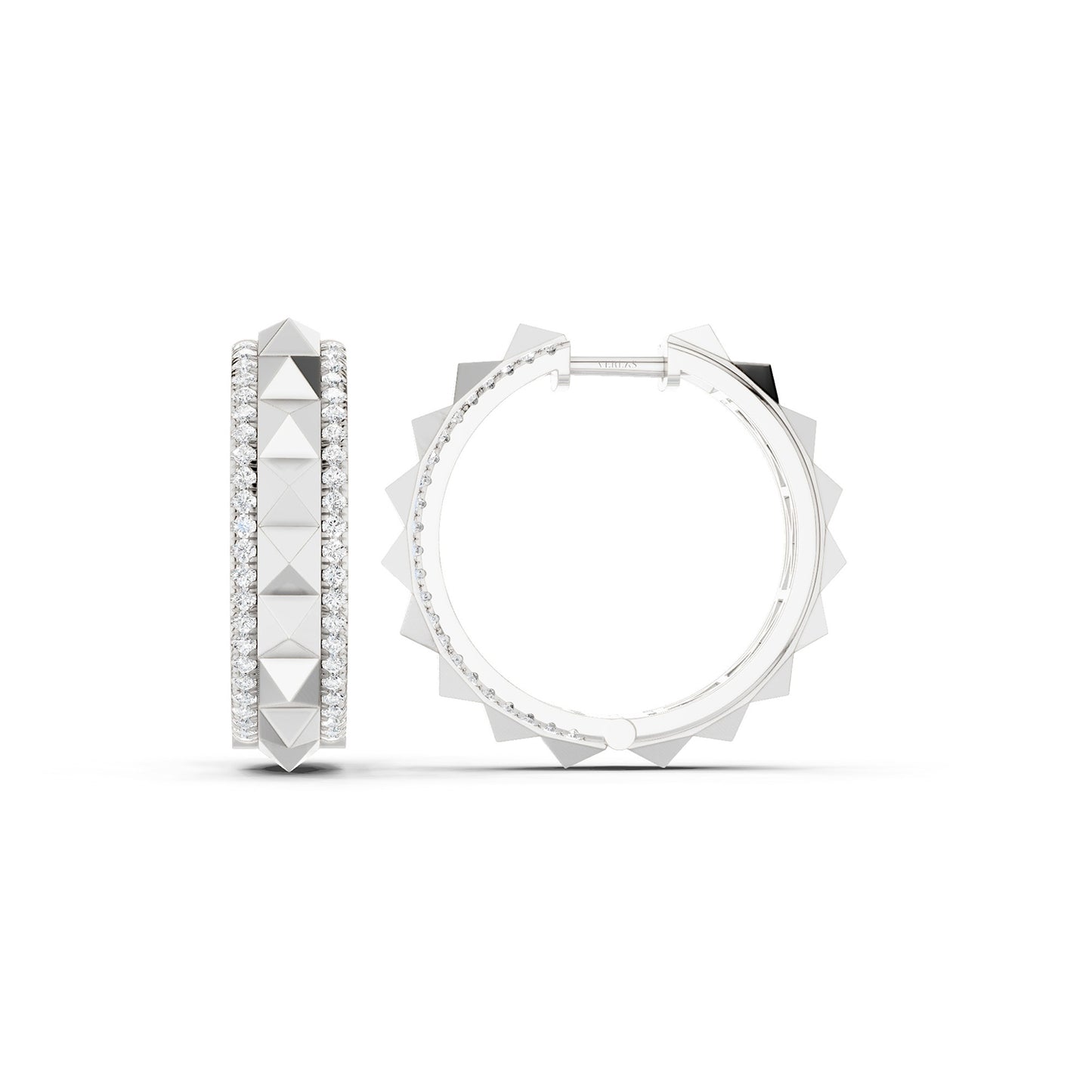 Pyramid Spiked Diamond Hoops