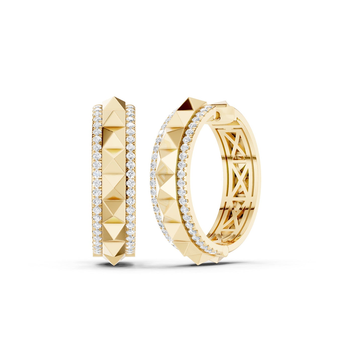 Pyramid Spiked Diamond Hoops