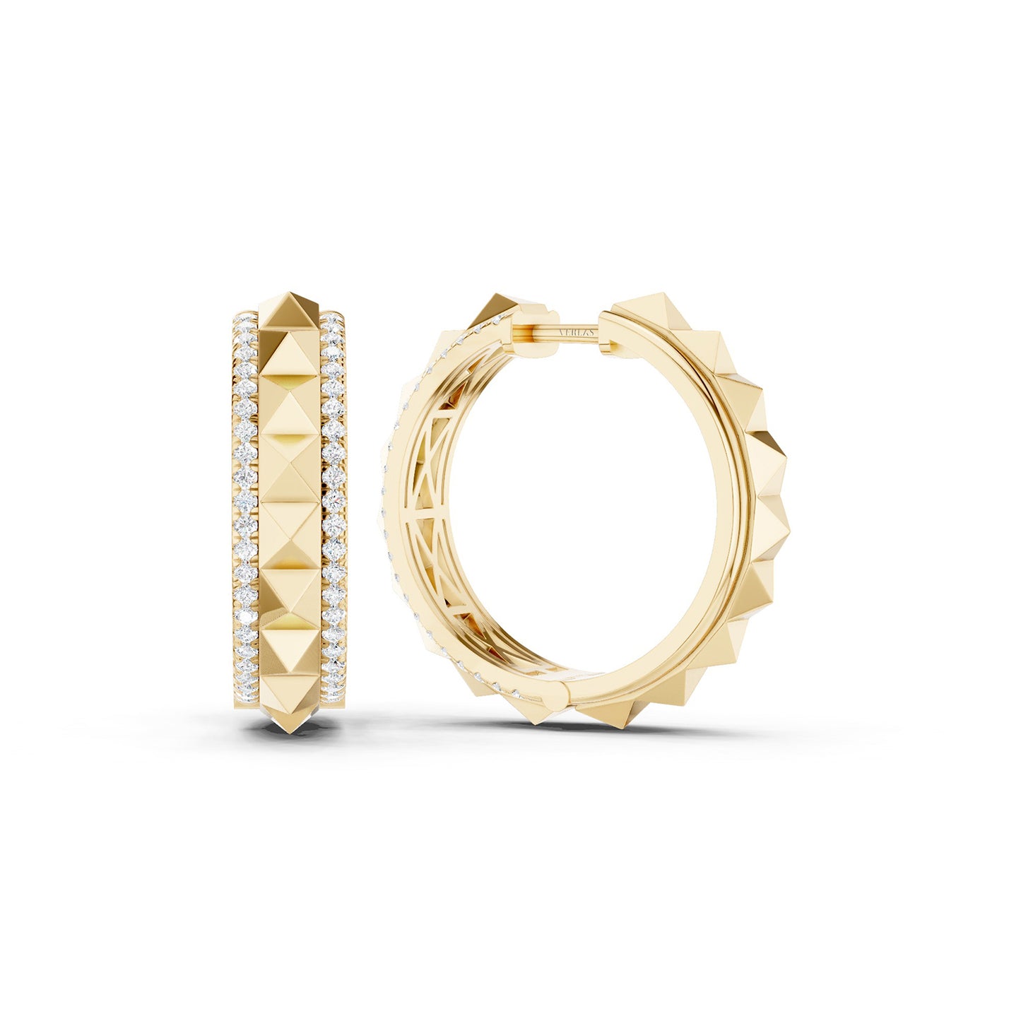 Pyramid Spiked Diamond Hoops