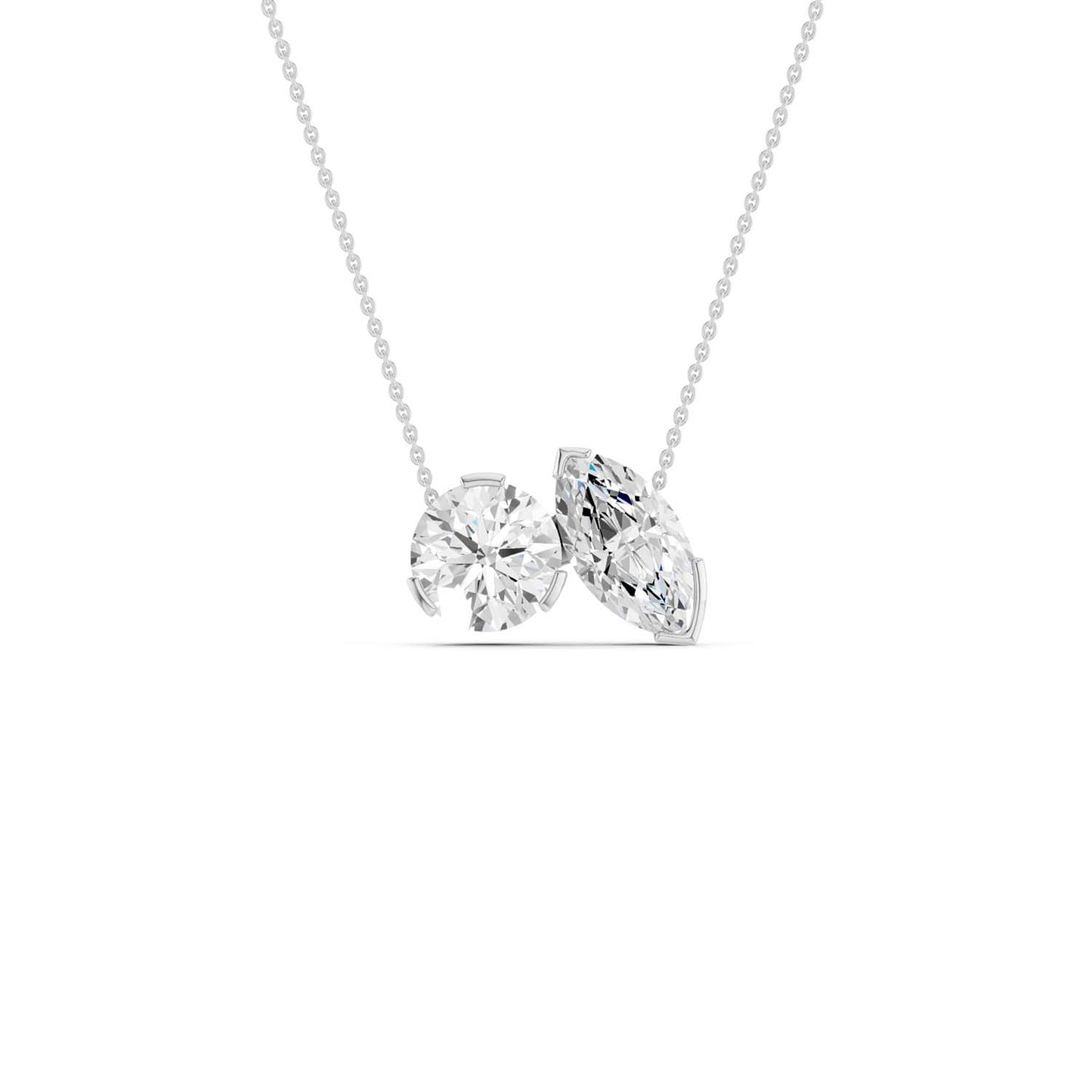 Round Marquise Diamond Two-Stone Necklace