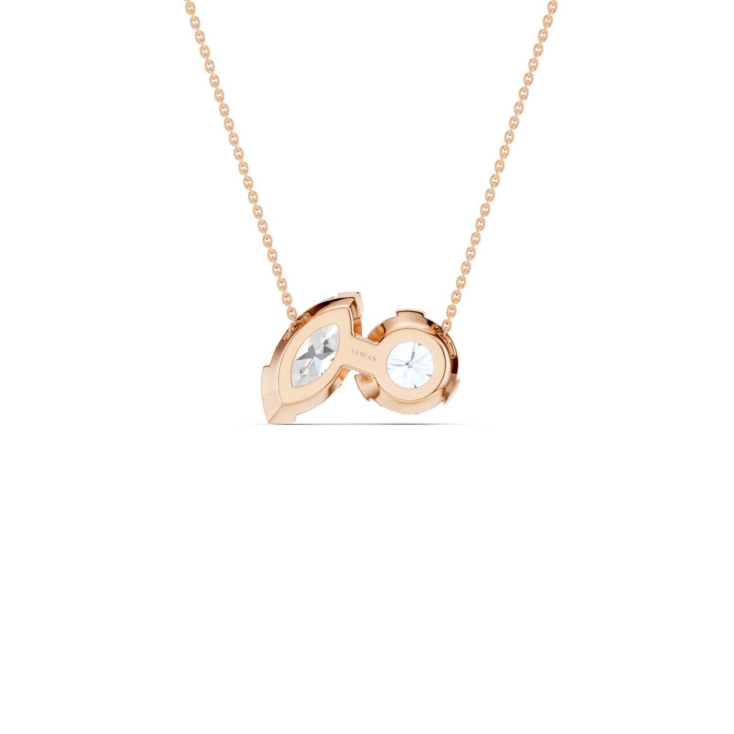 Round Marquise Diamond Two-Stone Necklace