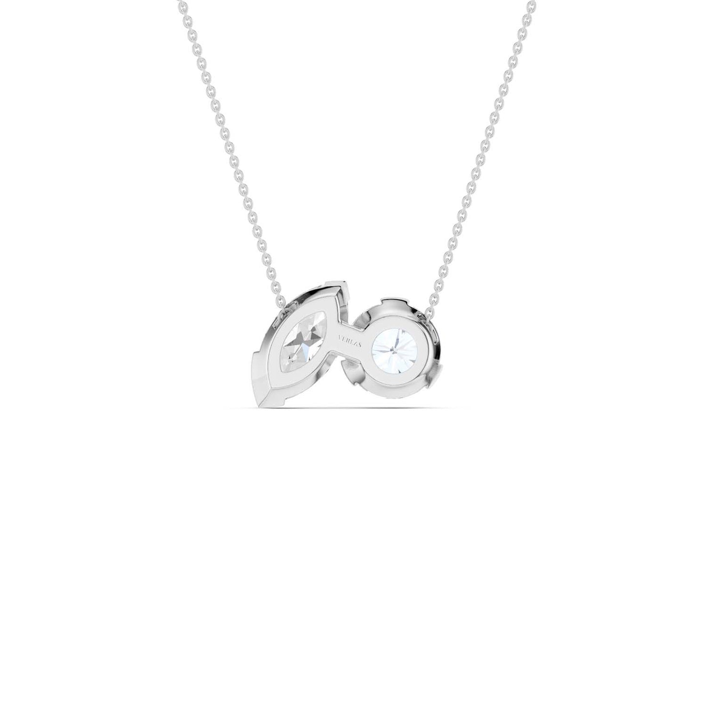 Round Marquise Diamond Two-Stone Necklace