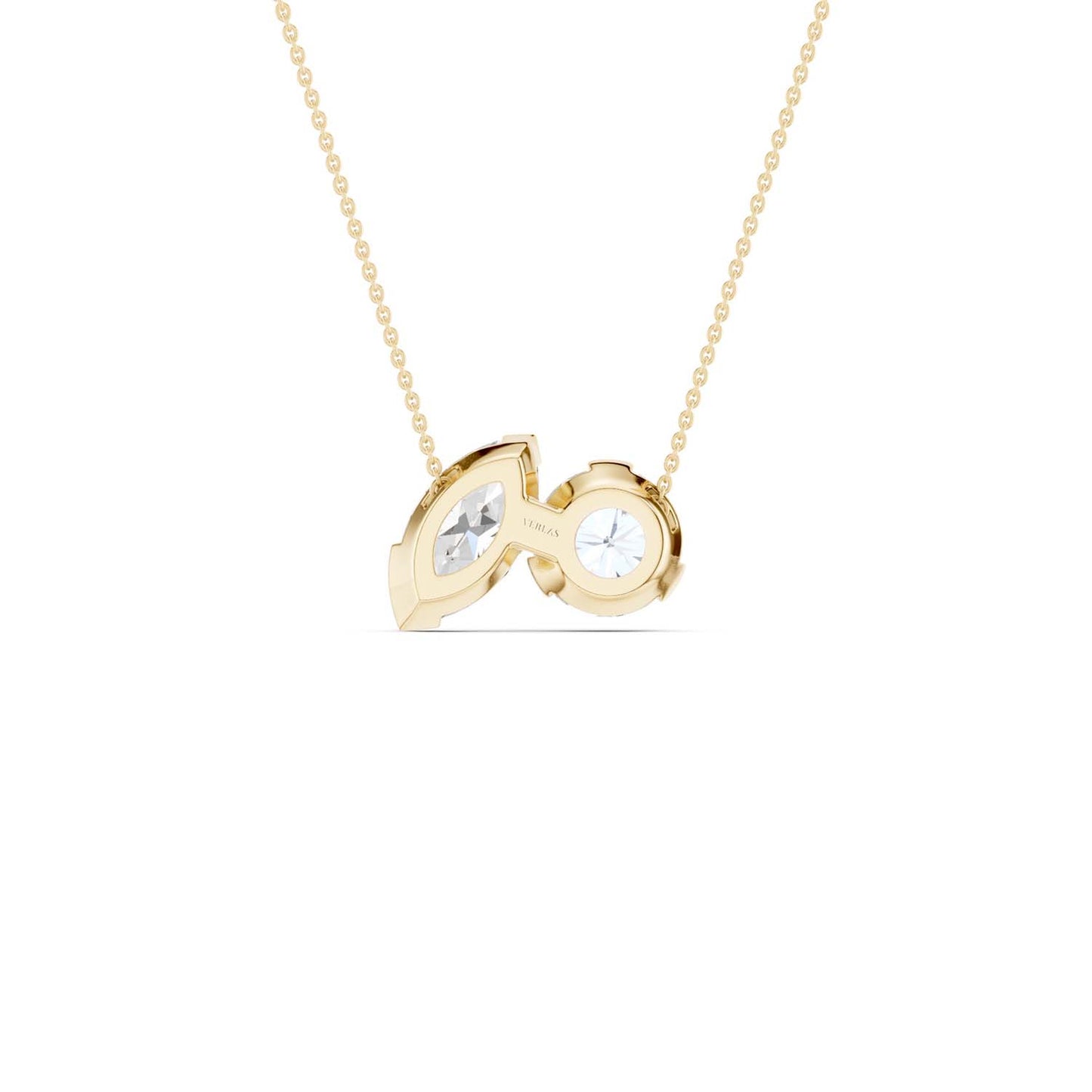 Round Marquise Diamond Two-Stone Necklace
