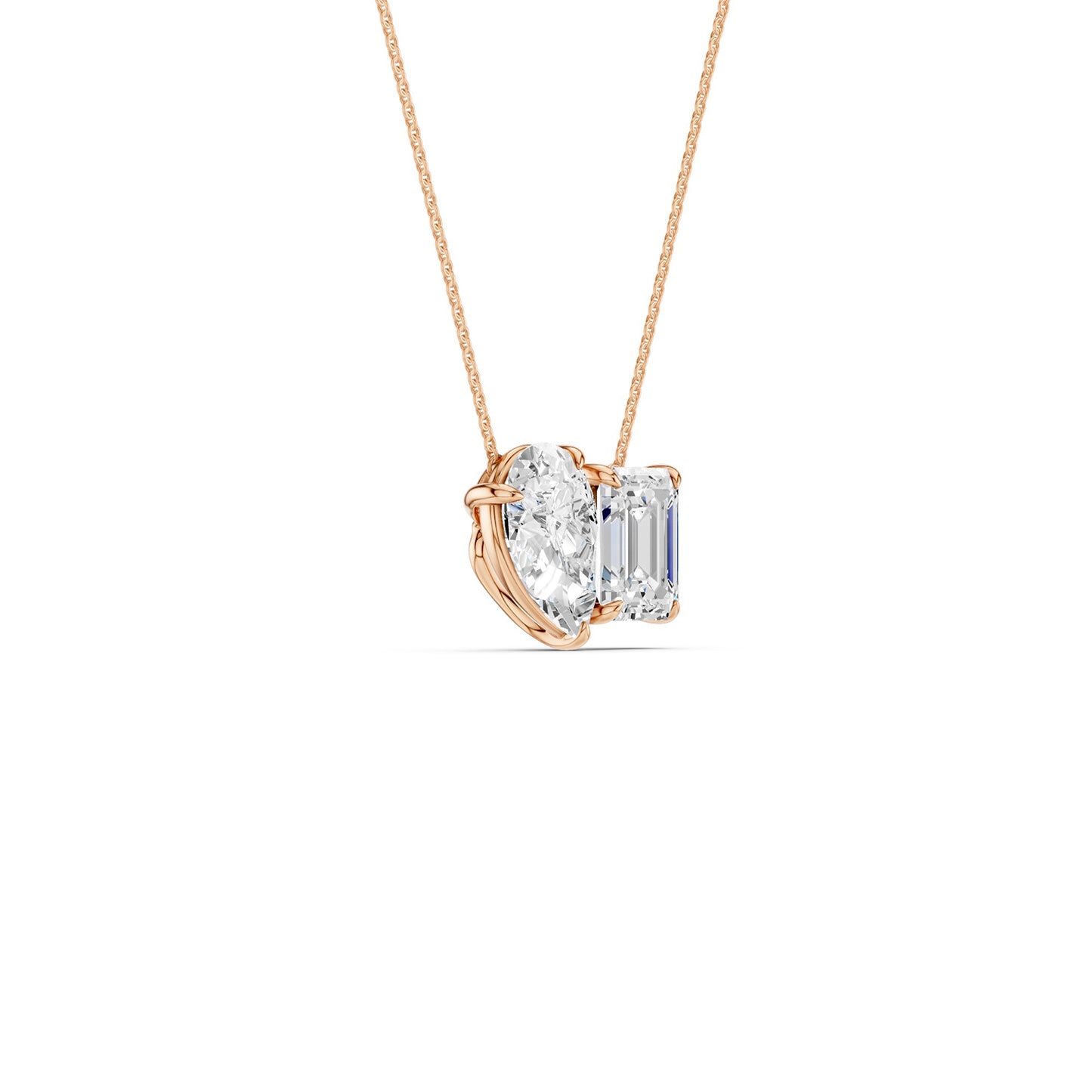 Pear-Emerald Diamond Two-Stone Necklace