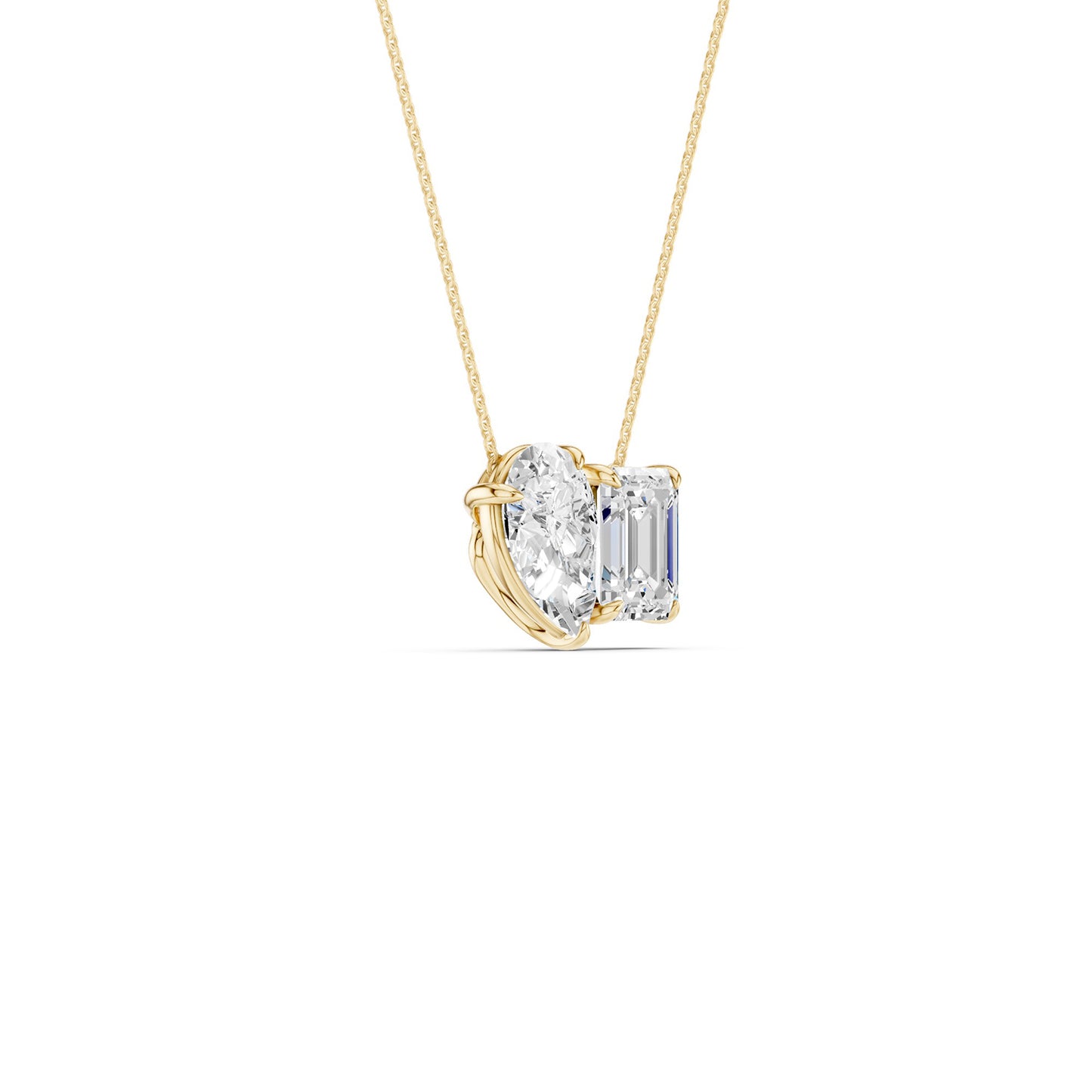 Pear-Emerald Diamond Two-Stone Necklace