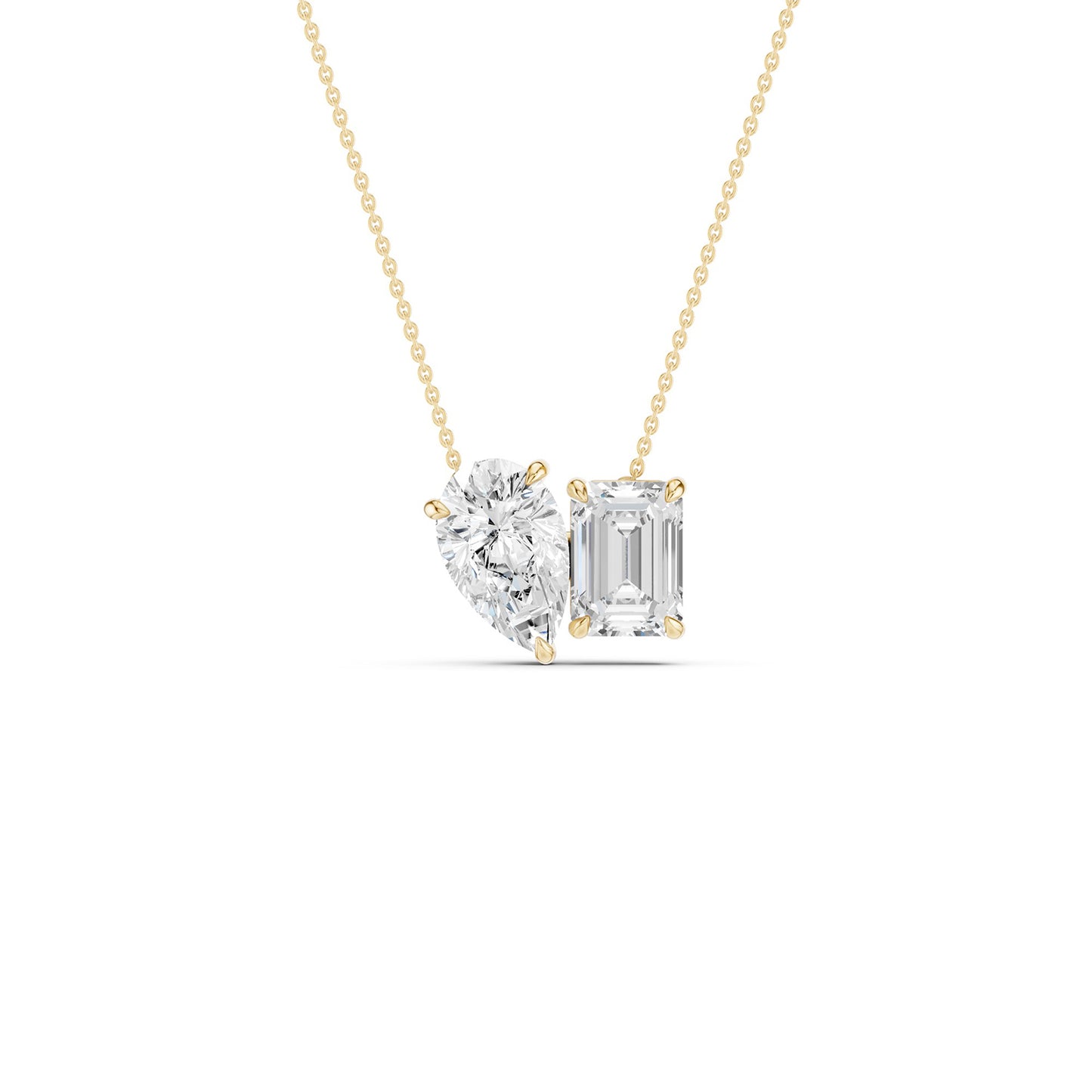 Pear-Emerald Diamond Two-Stone Necklace