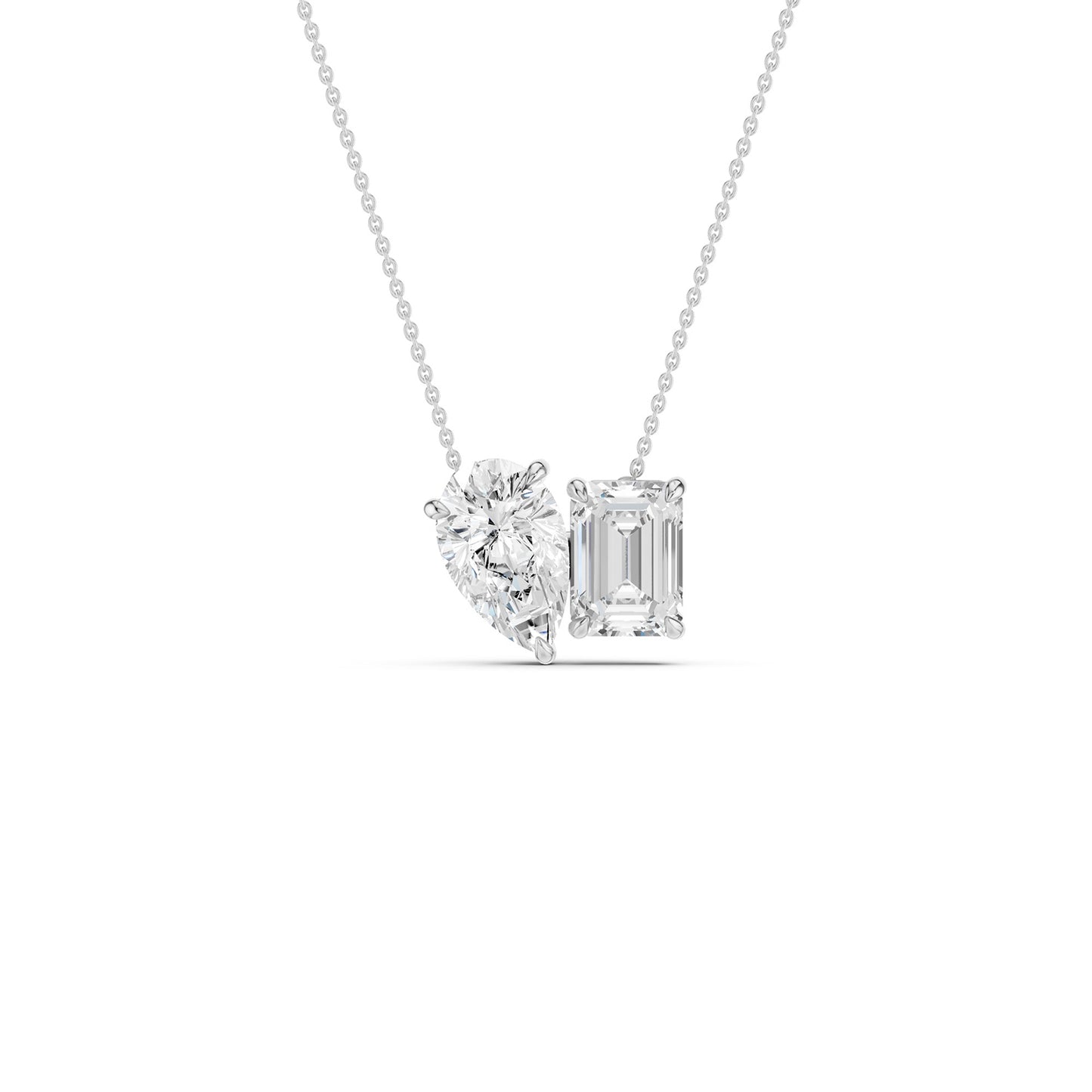Pear-Emerald Diamond Two-Stone Necklace