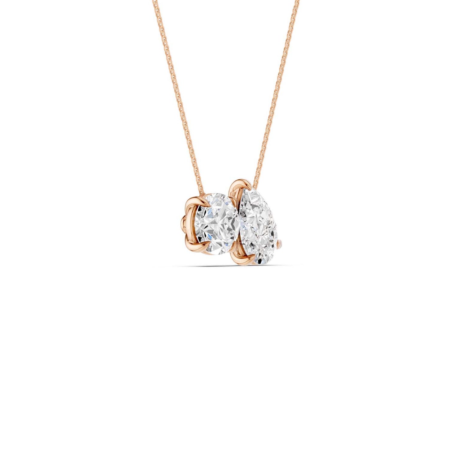 Round Pear Diamond Two-Stone Necklace