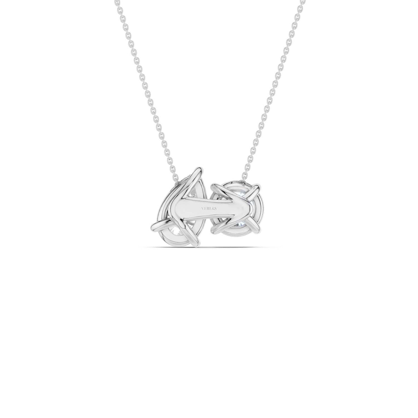 Round Pear Diamond Two-Stone Necklace
