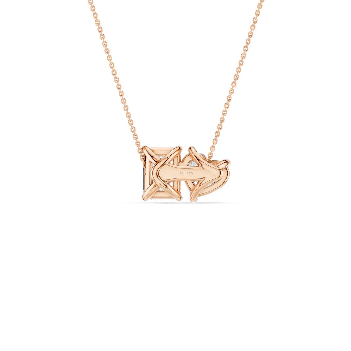 Heart Emerald Diamond Two-Stone Necklace