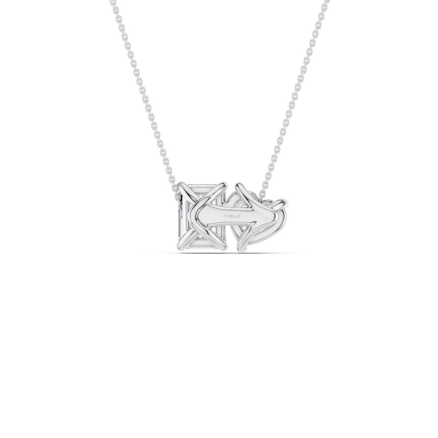 Heart Emerald Diamond Two-Stone Necklace