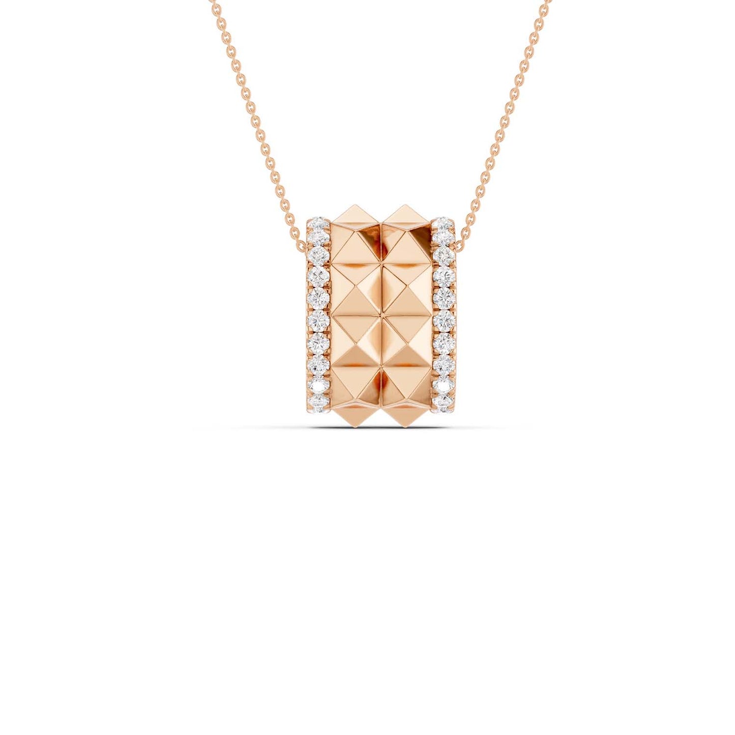 Two-Tier Pyramid Spiked Pendant Necklace