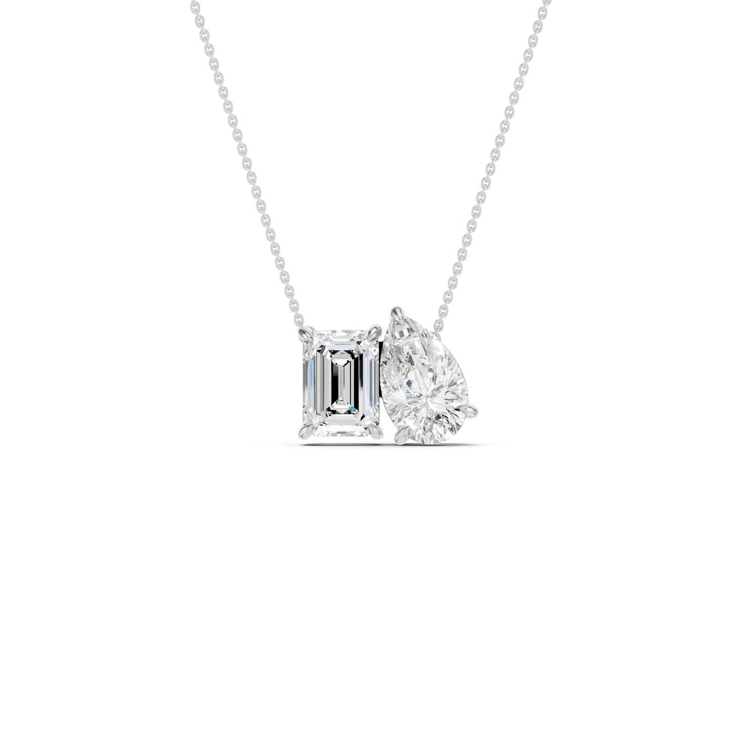 Emerald Pear Diamond Two-Stone Necklace