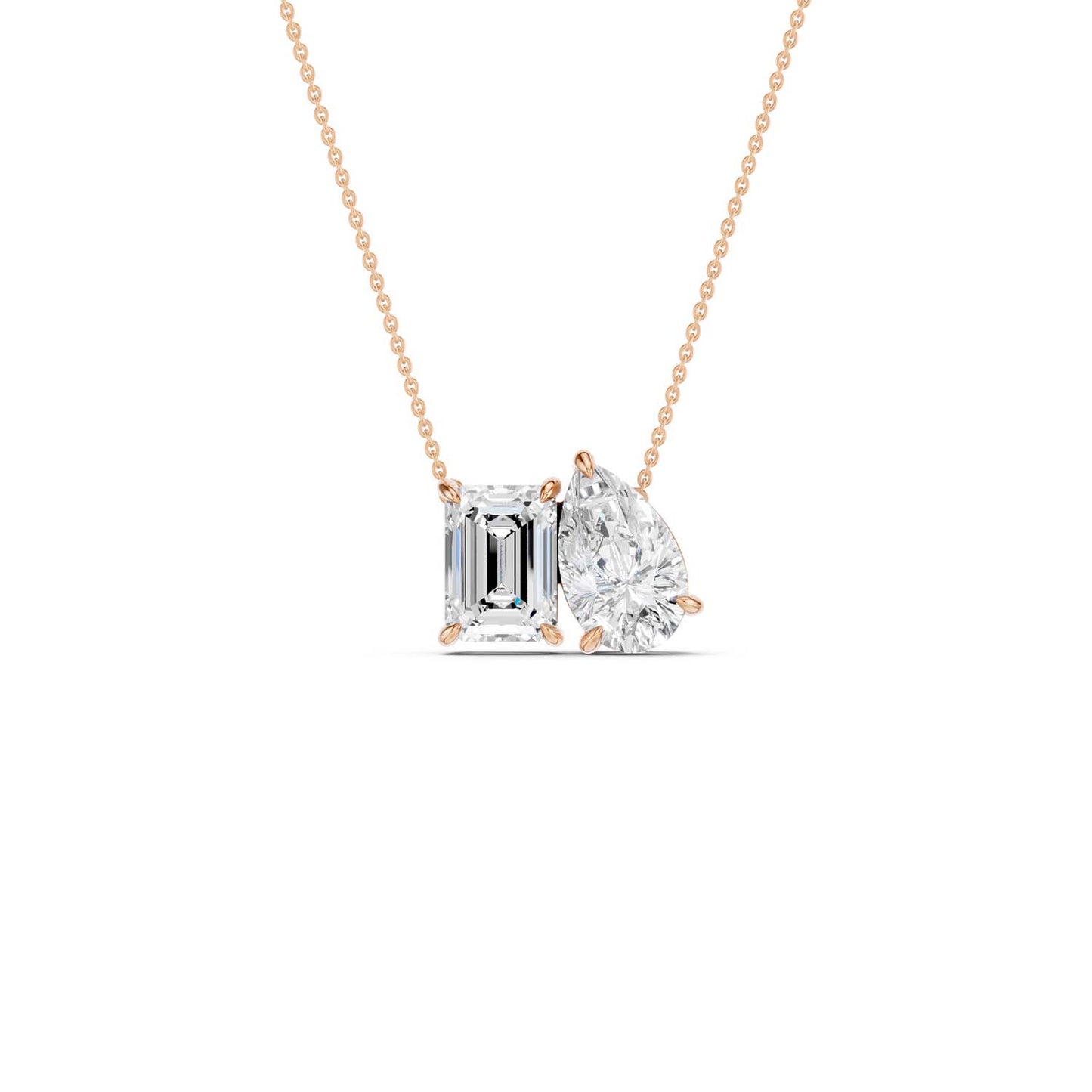 Emerald Pear Diamond Two-Stone Necklace