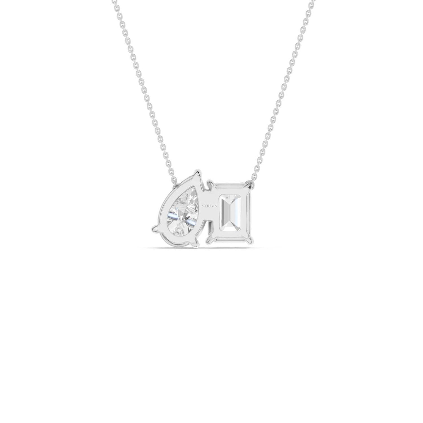 Emerald Pear Diamond Two-Stone Necklace