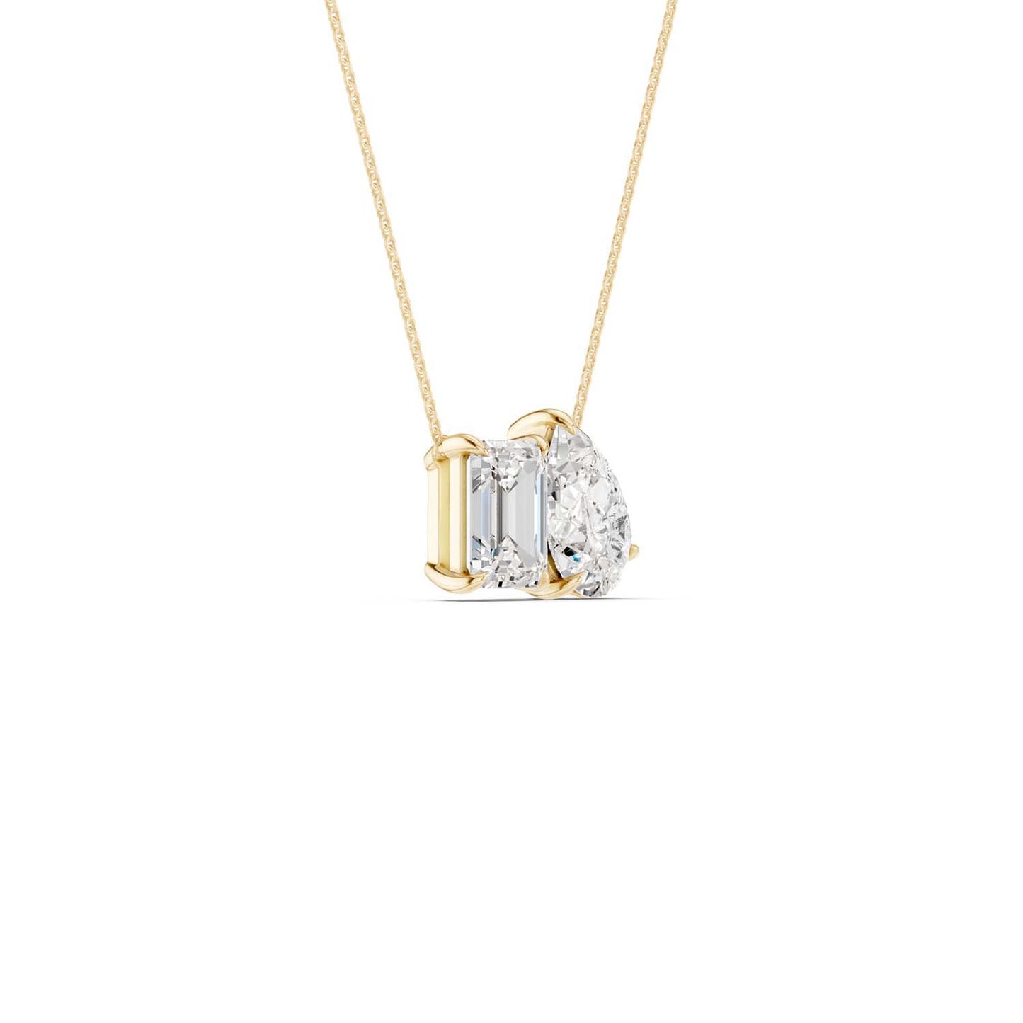 Emerald Pear Diamond Two-Stone Necklace
