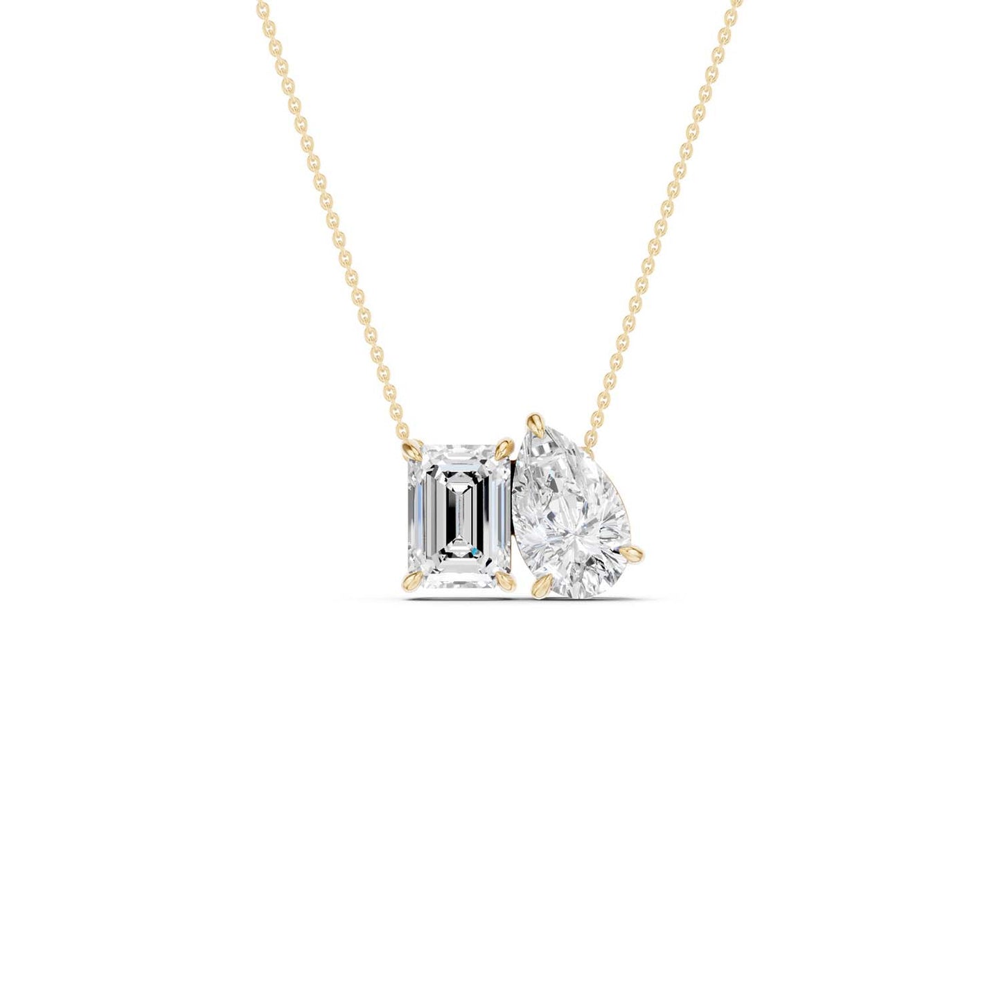 Emerald Pear Diamond Two-Stone Necklace